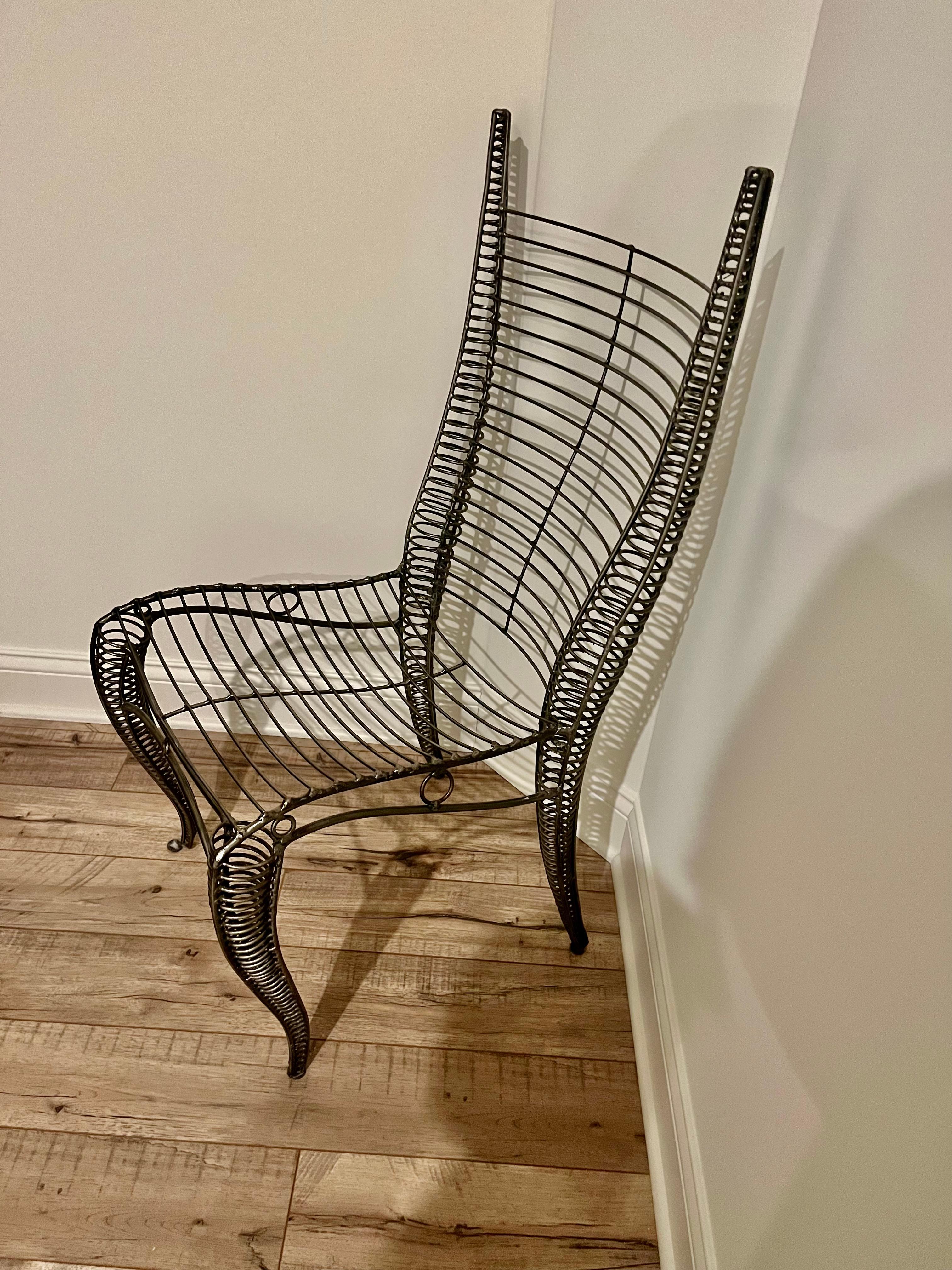 Post-Modern French style  iron chair in the manner of Andre Dubreuil For Sale