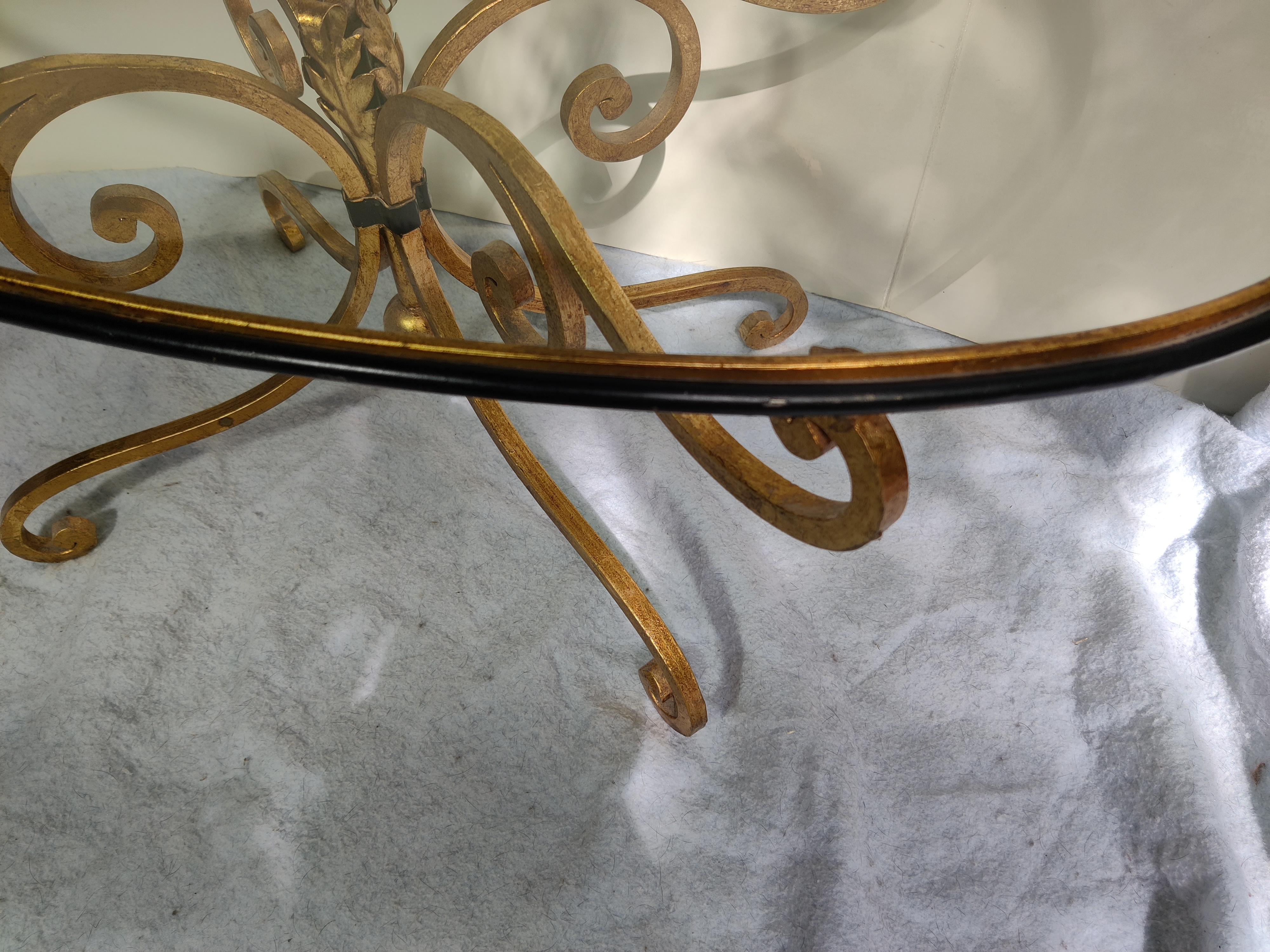 20th Century French Style Iron Gold Coffee Table For Sale