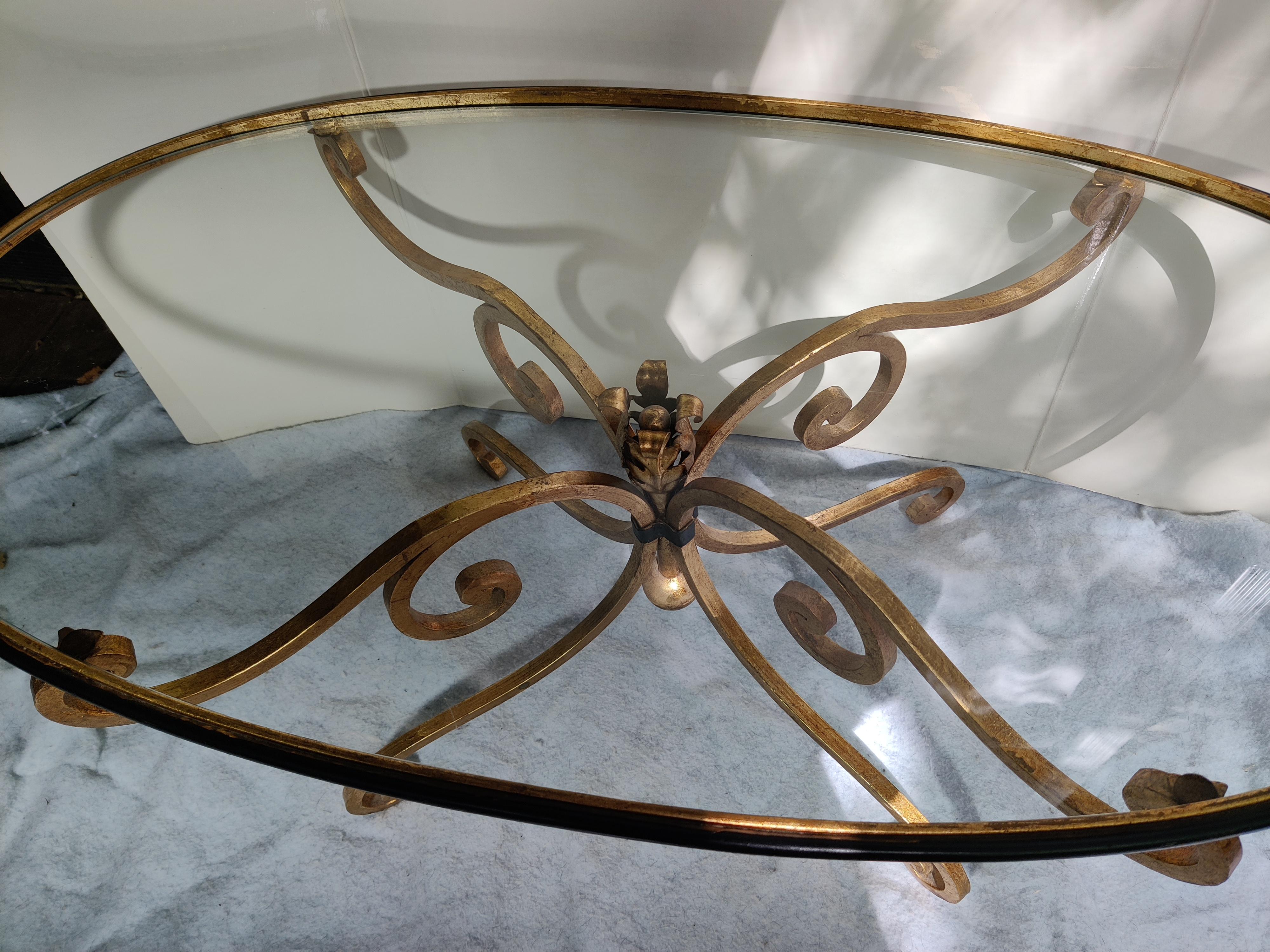 French Style Iron Gold Coffee Table For Sale 1