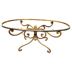 Mesa de centro de hierro dorado de estilo francés