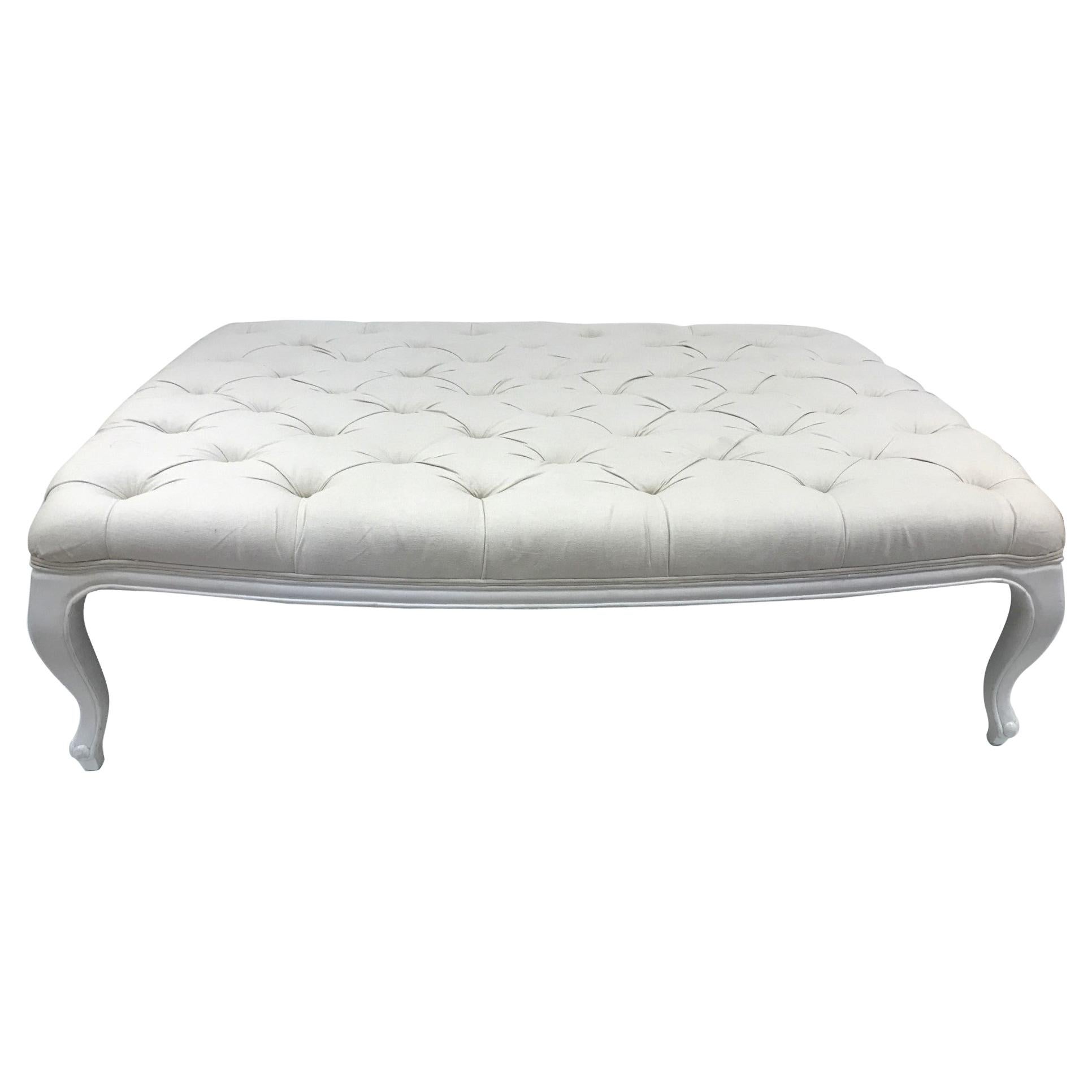 French Style Large Tufted Bench / Coffee Table For Sale