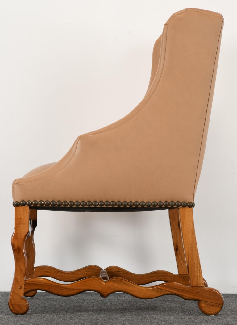 Late 20th Century French Style Leather Wing Chair by Kreiss Collection, 1980s For Sale