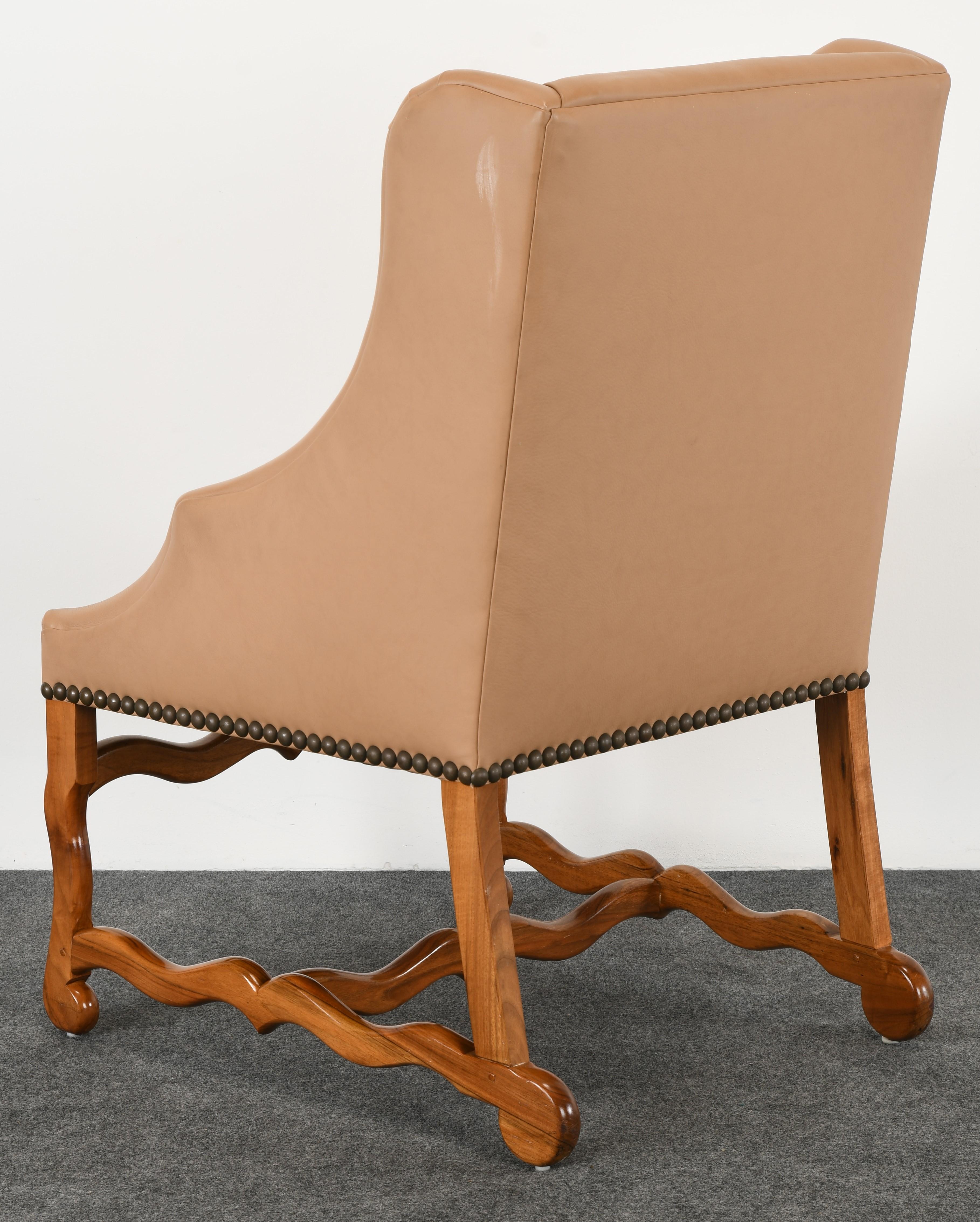 French Style Leather Wing Chair by Kreiss Collection, 1980s 1