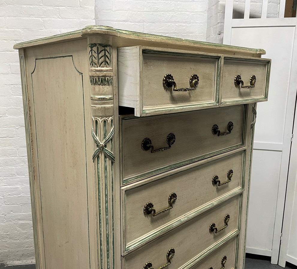 Late 20th Century French Style Louis XIV Painted Chest For Sale