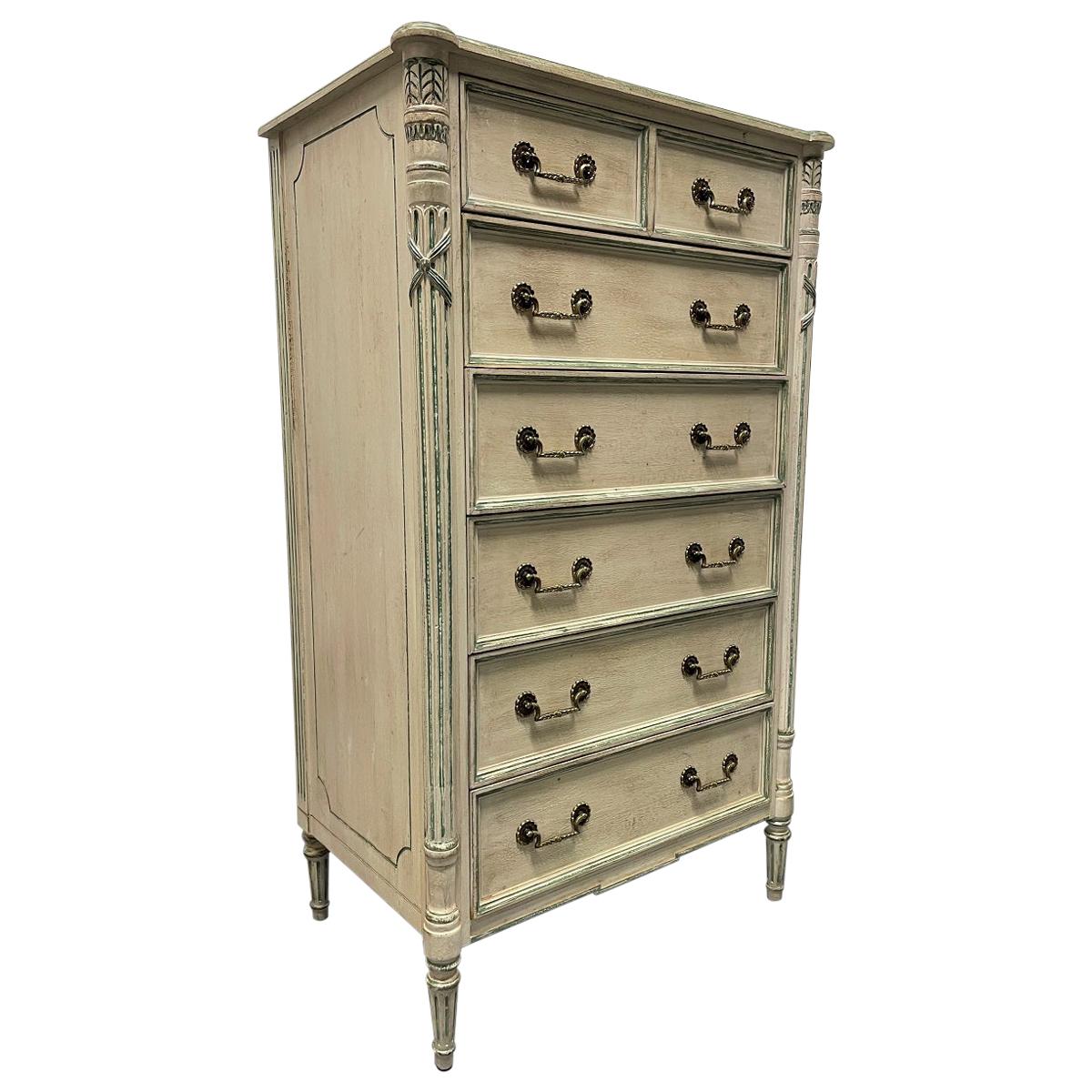 French Style Louis XIV Painted Chest For Sale