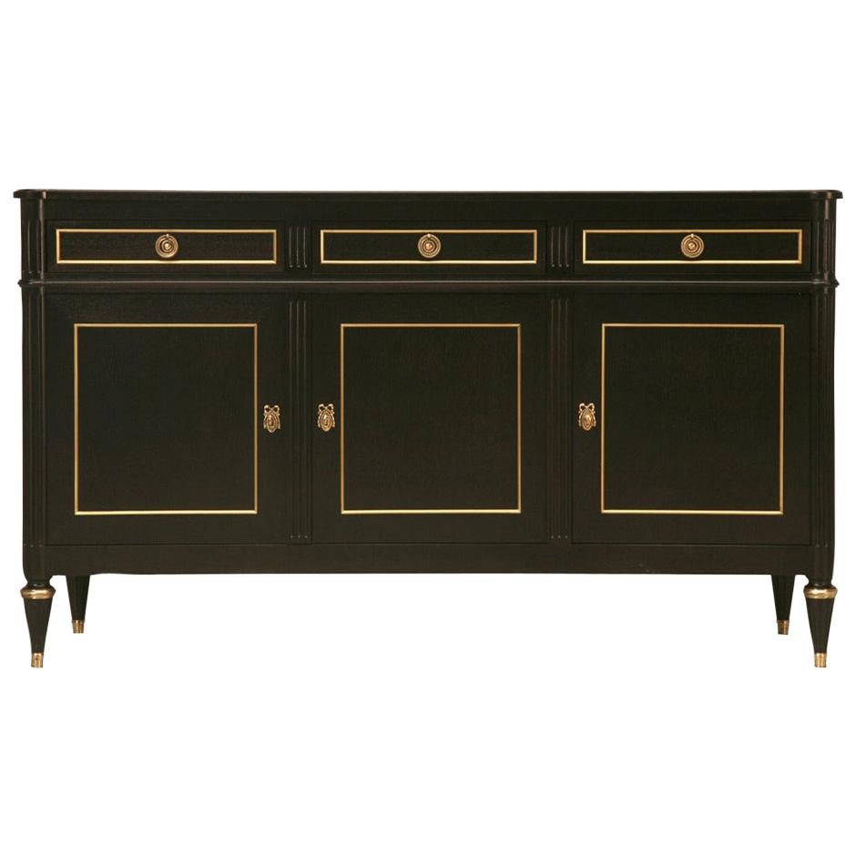 French Style Louis XVI Ebonized Mahogany Buffet by Old Plank Cabinetry
