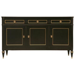 Antique French Style Louis XVI Ebonized Mahogany Buffet by Old Plank Cabinetry Any Size