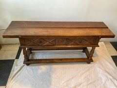 French Style Louis XVIII Hand Carved Drop Leaf Console / Dining Table