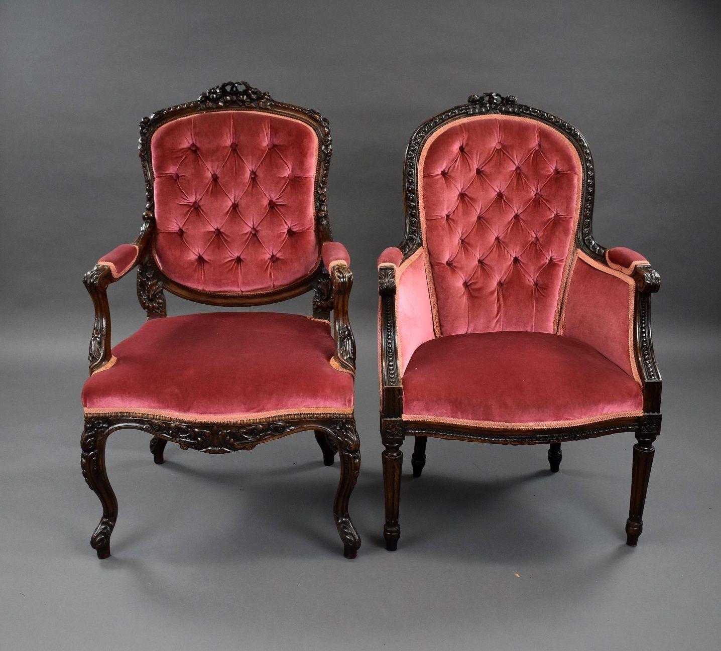 Boudoir-Stühle aus Mahagoni im französischen Stil im Zustand „Gut“ im Angebot in Chelmsford, Essex