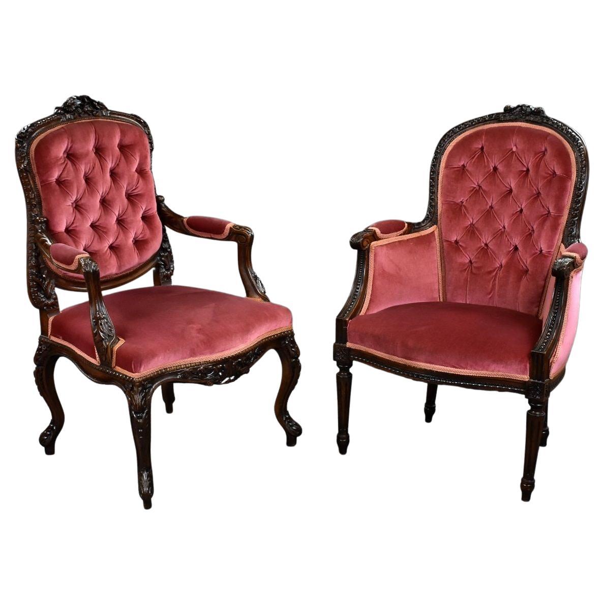 Boudoir-Stühle aus Mahagoni im französischen Stil im Angebot