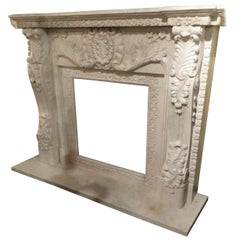French Style Marble Mantel in Cream Hue with Hand Carving