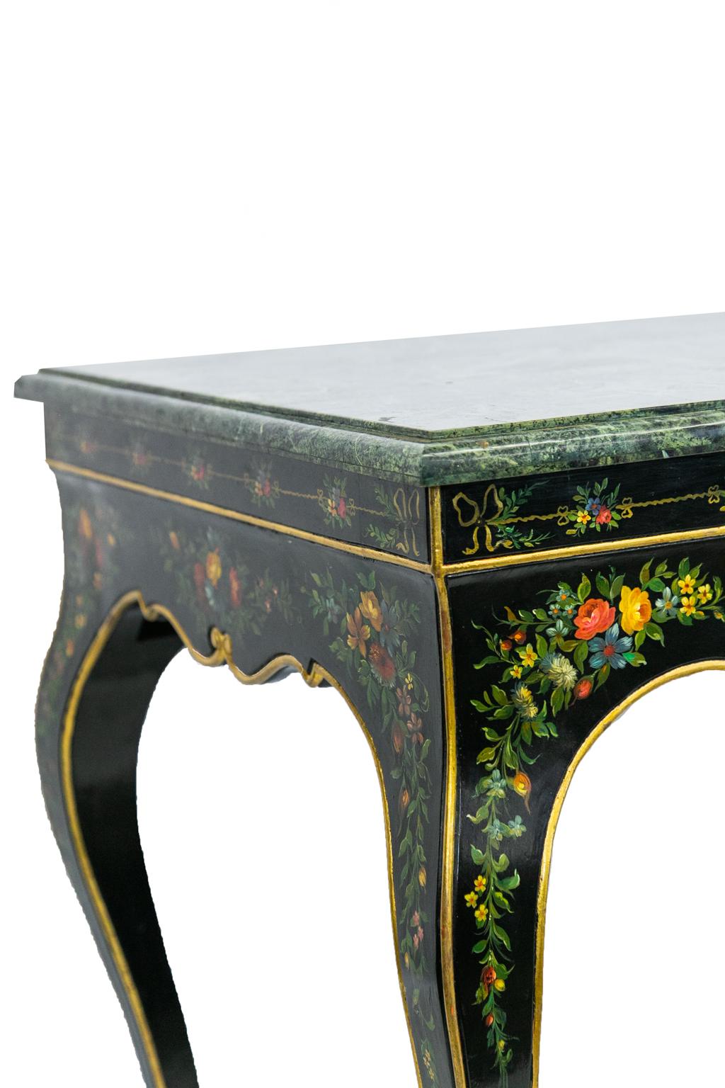 Mitteltisch mit Marmorplatte im französischen Stil (Ende des 20. Jahrhunderts) im Angebot