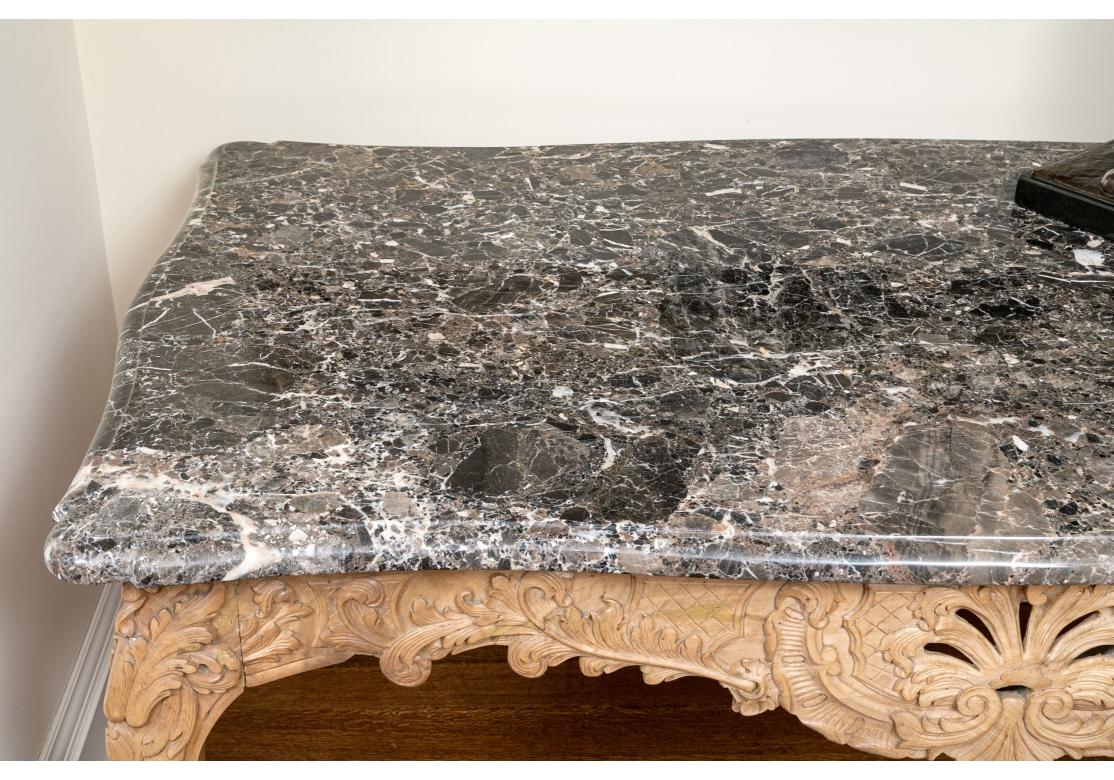 French Style Marble Top Dining Table With Elaborate Carved Base For Sale 5