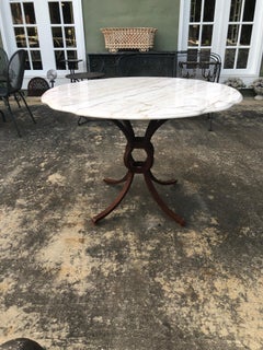 French Style Marble-Top Iron Dining Table
