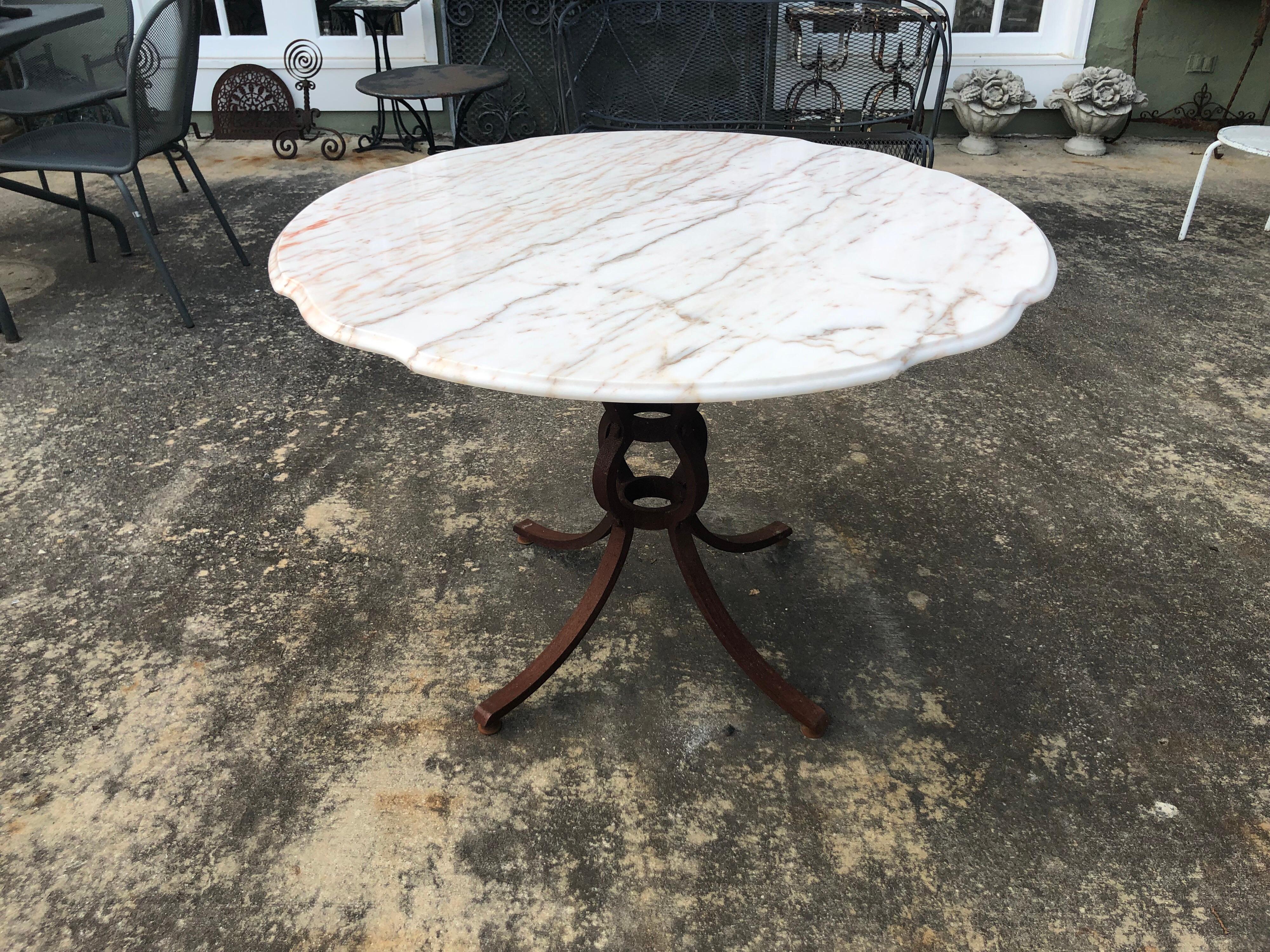 French Style Marble-Top Iron Dining Table 1