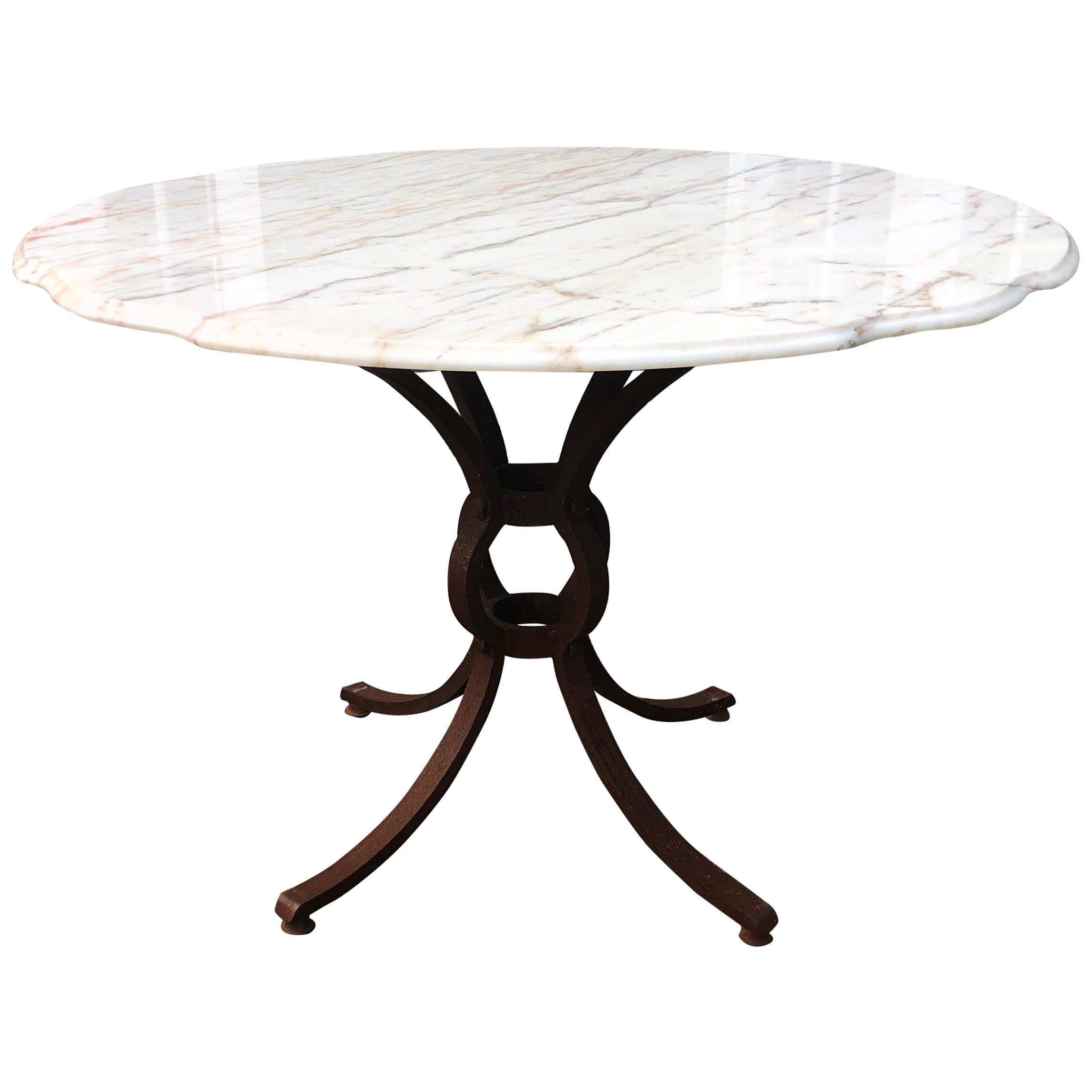 French Style Marble-Top Iron Dining Table