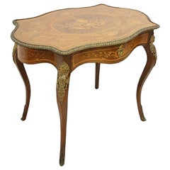 French Style Marquetry Inlaid Window or Centre Table, circa 1880