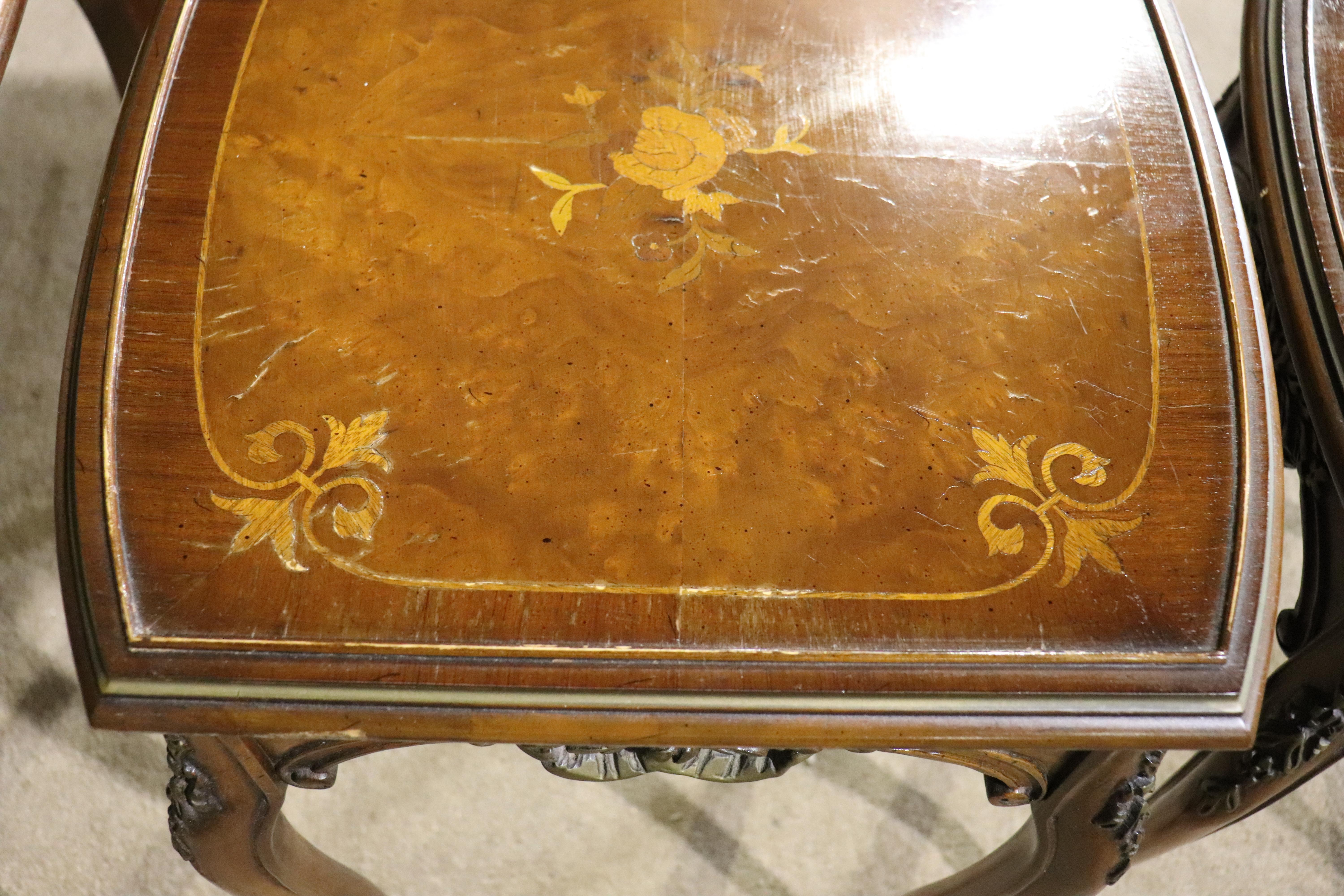 French Style Marquetry Nesting Tables For Sale 5