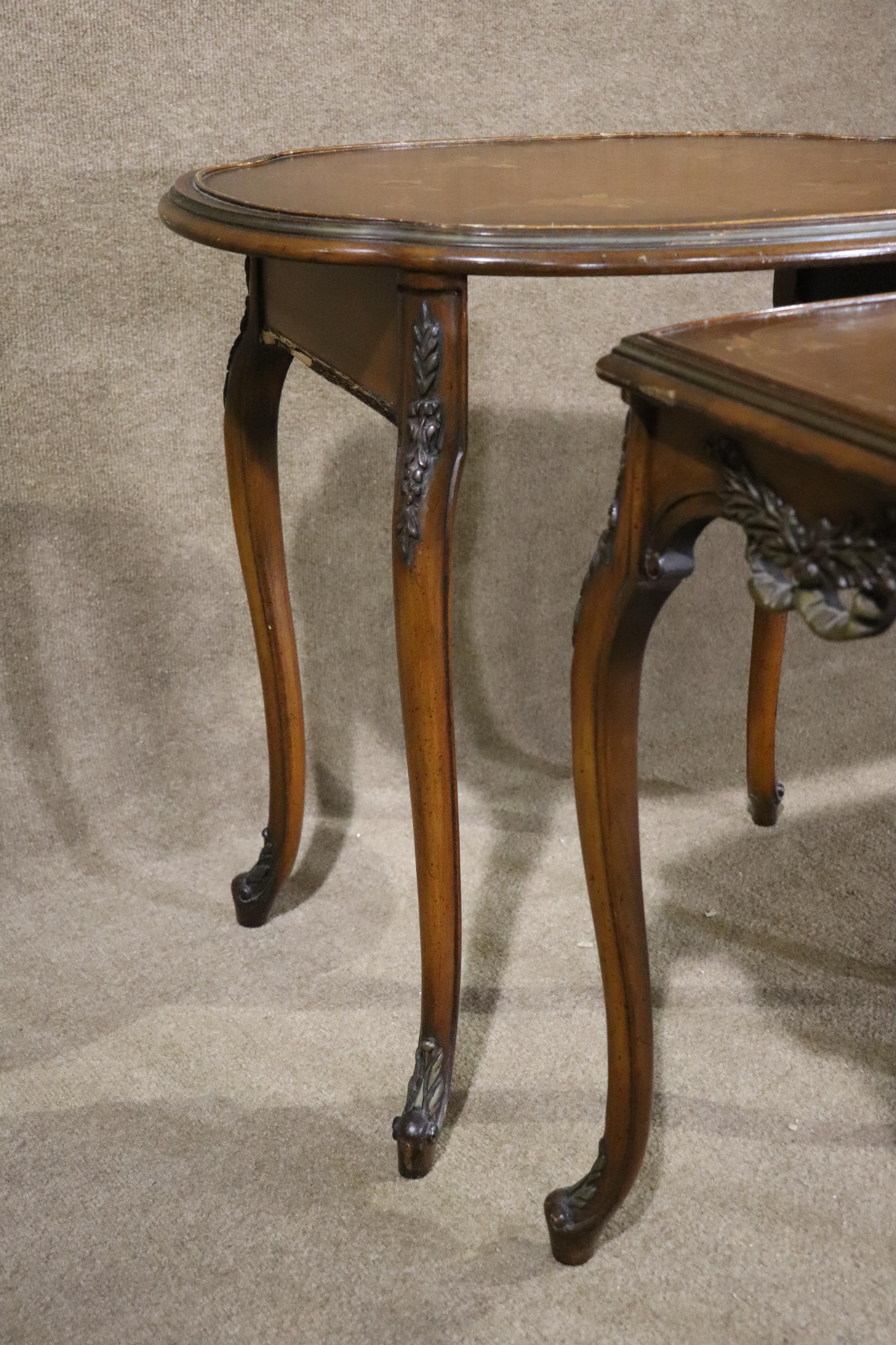 French Style Marquetry Nesting Tables For Sale 7