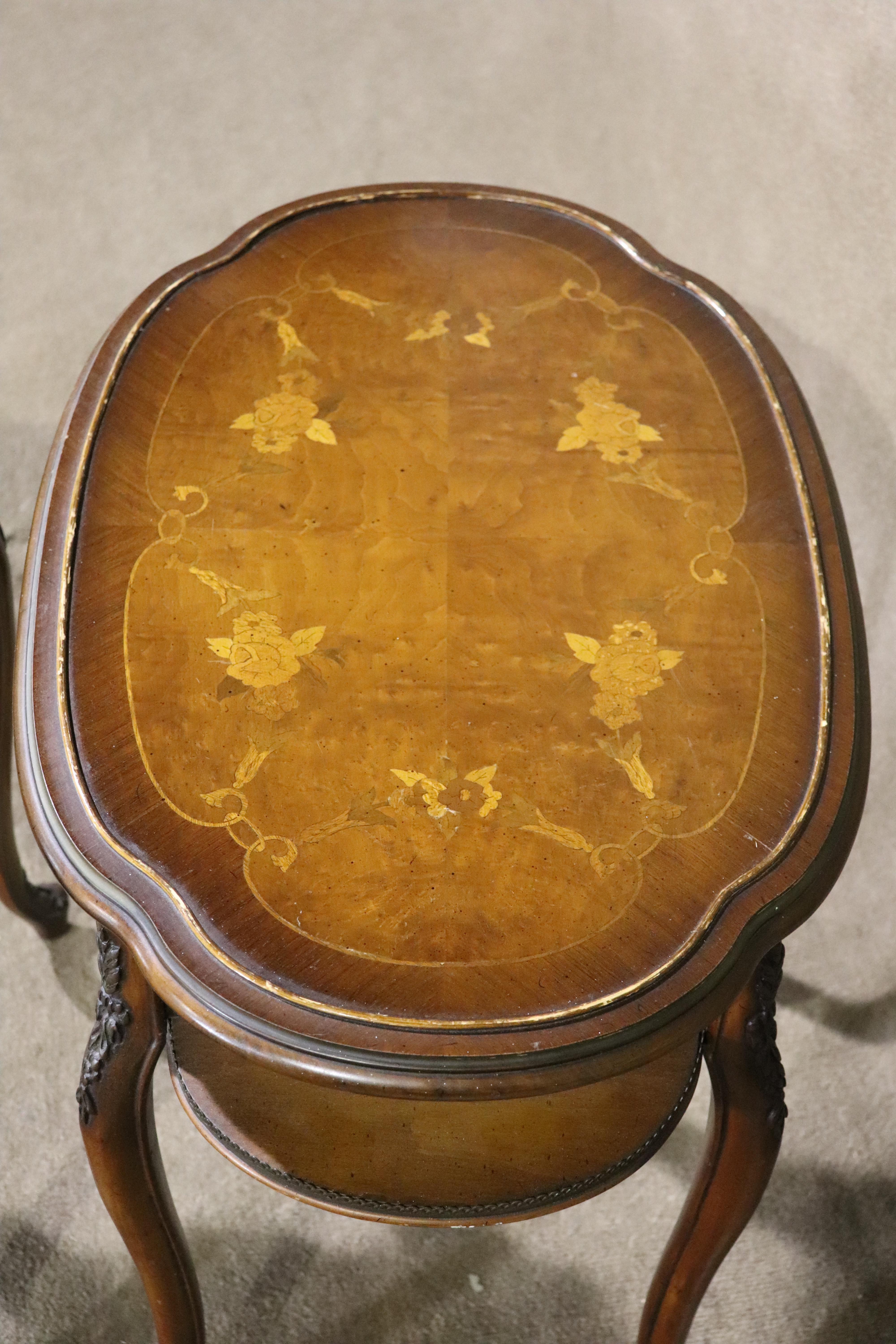 Wood French Style Marquetry Nesting Tables For Sale