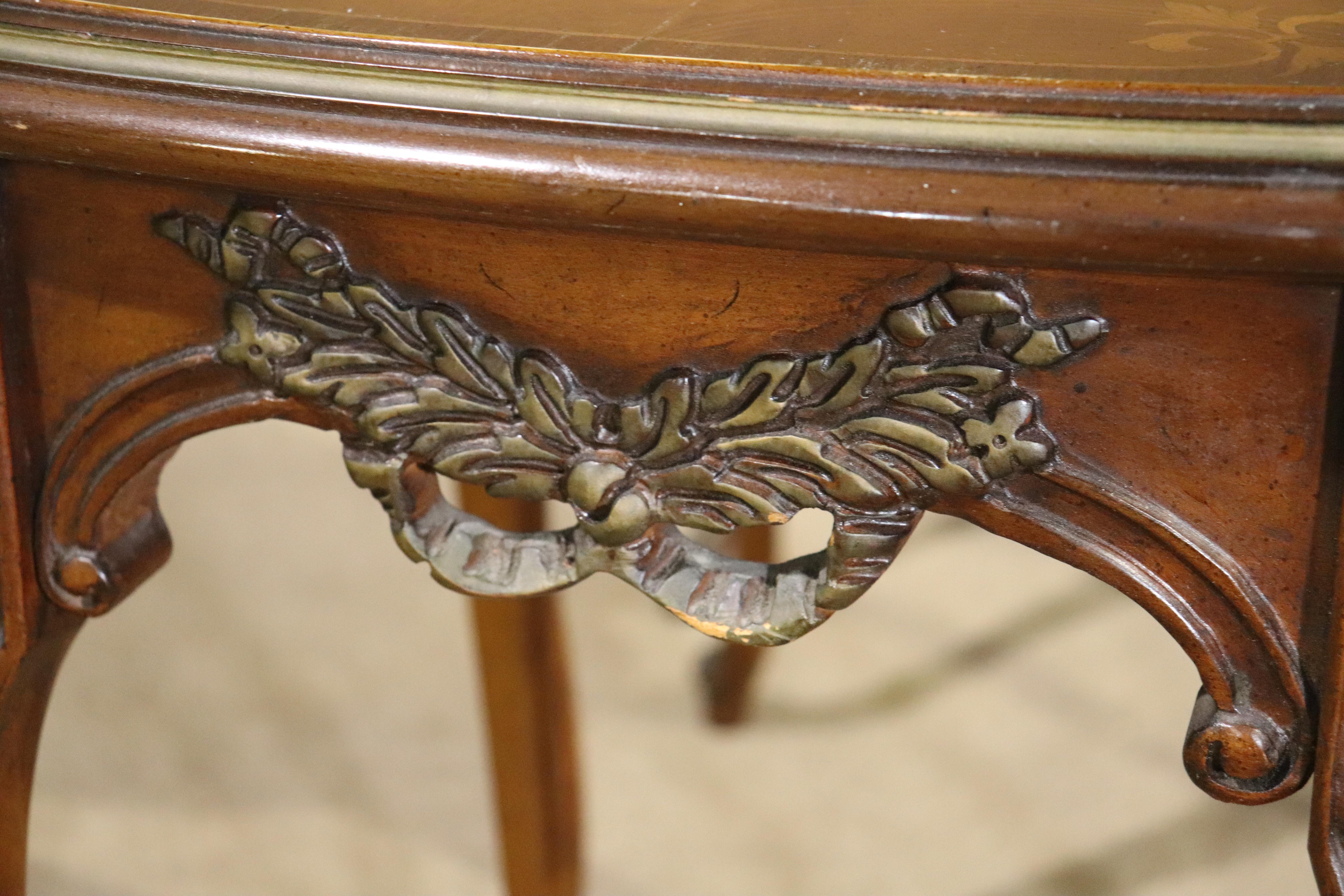 French Style Marquetry Nesting Tables For Sale 1
