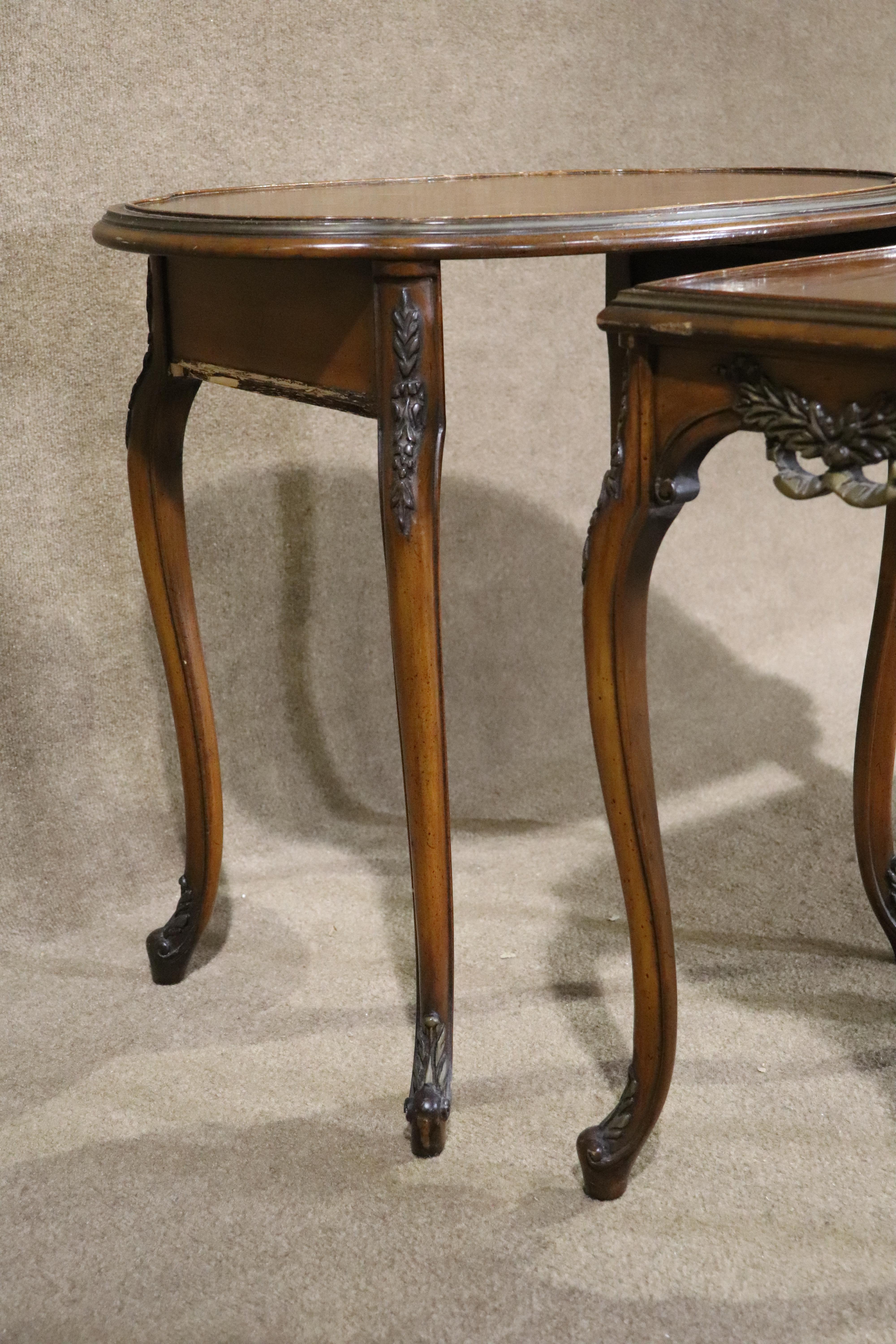 French Style Marquetry Nesting Tables For Sale 2