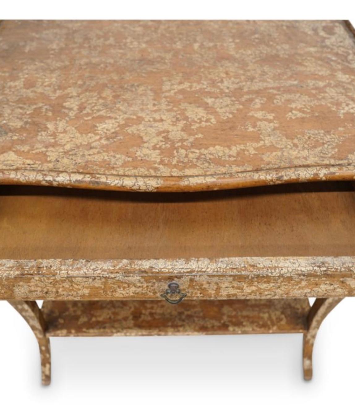 American French Style Minton - Spidell Fruitwood Side Tables With Rustic Finish - Pair