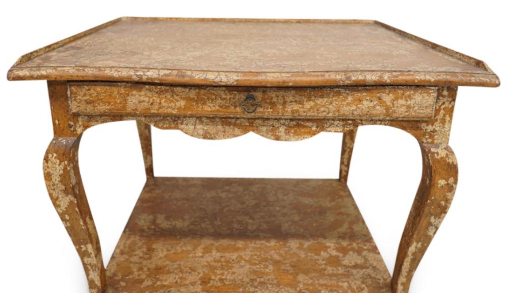 French Style Minton - Spidell Fruitwood Side Tables With Rustic Finish - Pair In Good Condition In Kennesaw, GA