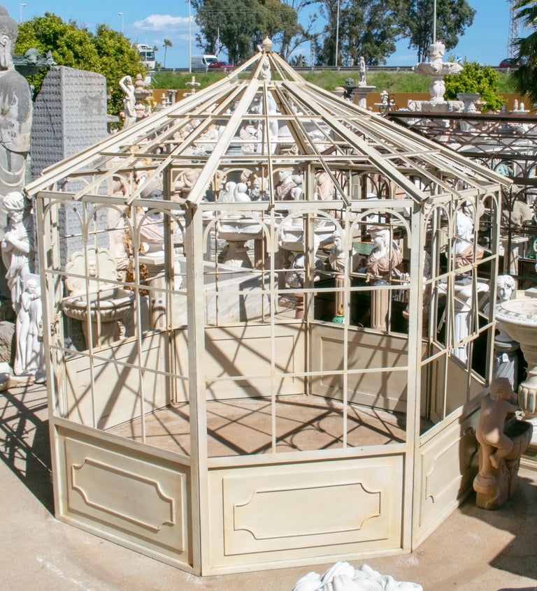 French Style Octagonal Iron Greenhouse with Door and Windows at 1stDibs