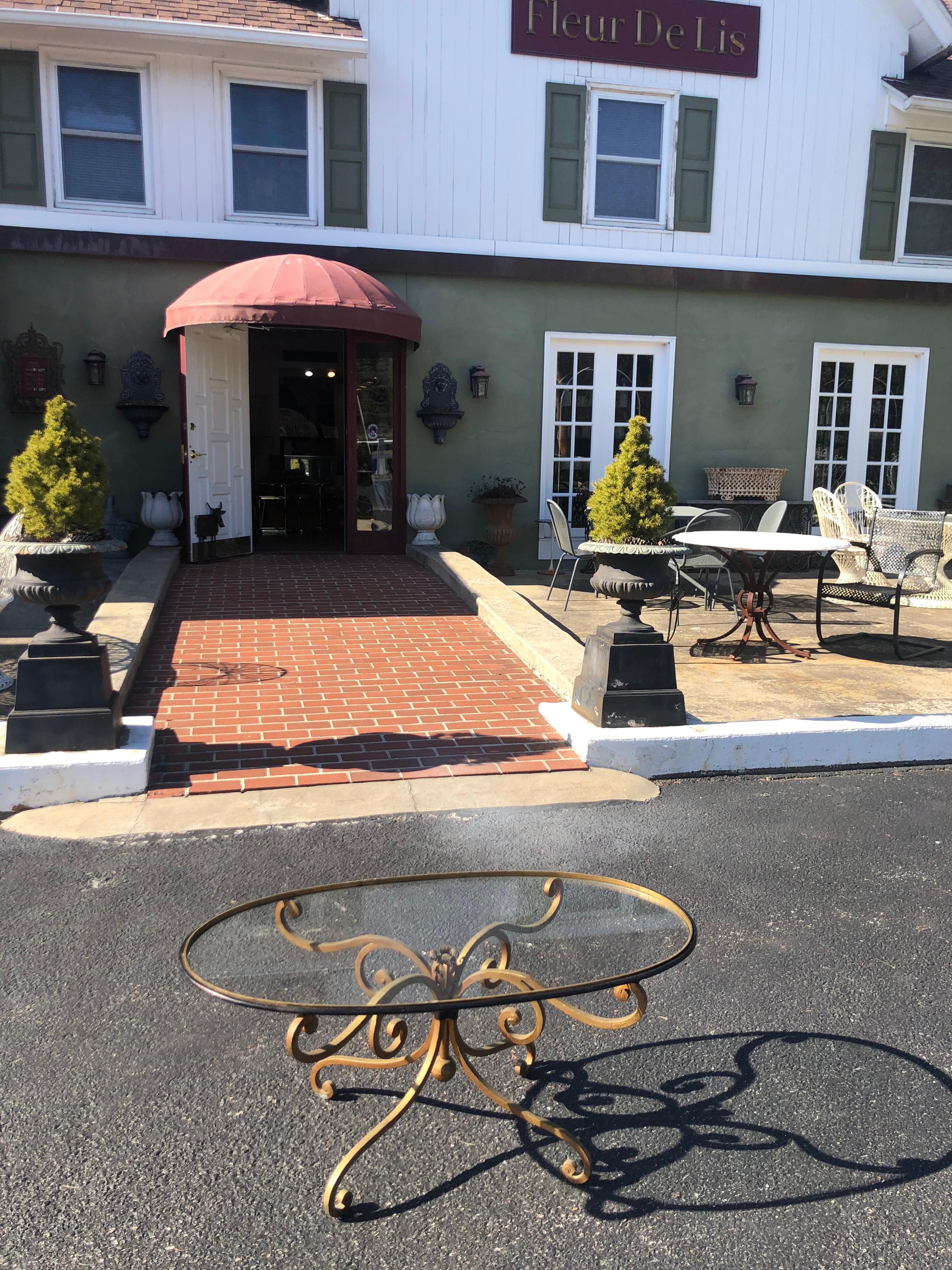 French Style Oval Iron Coffee Table For Sale 12