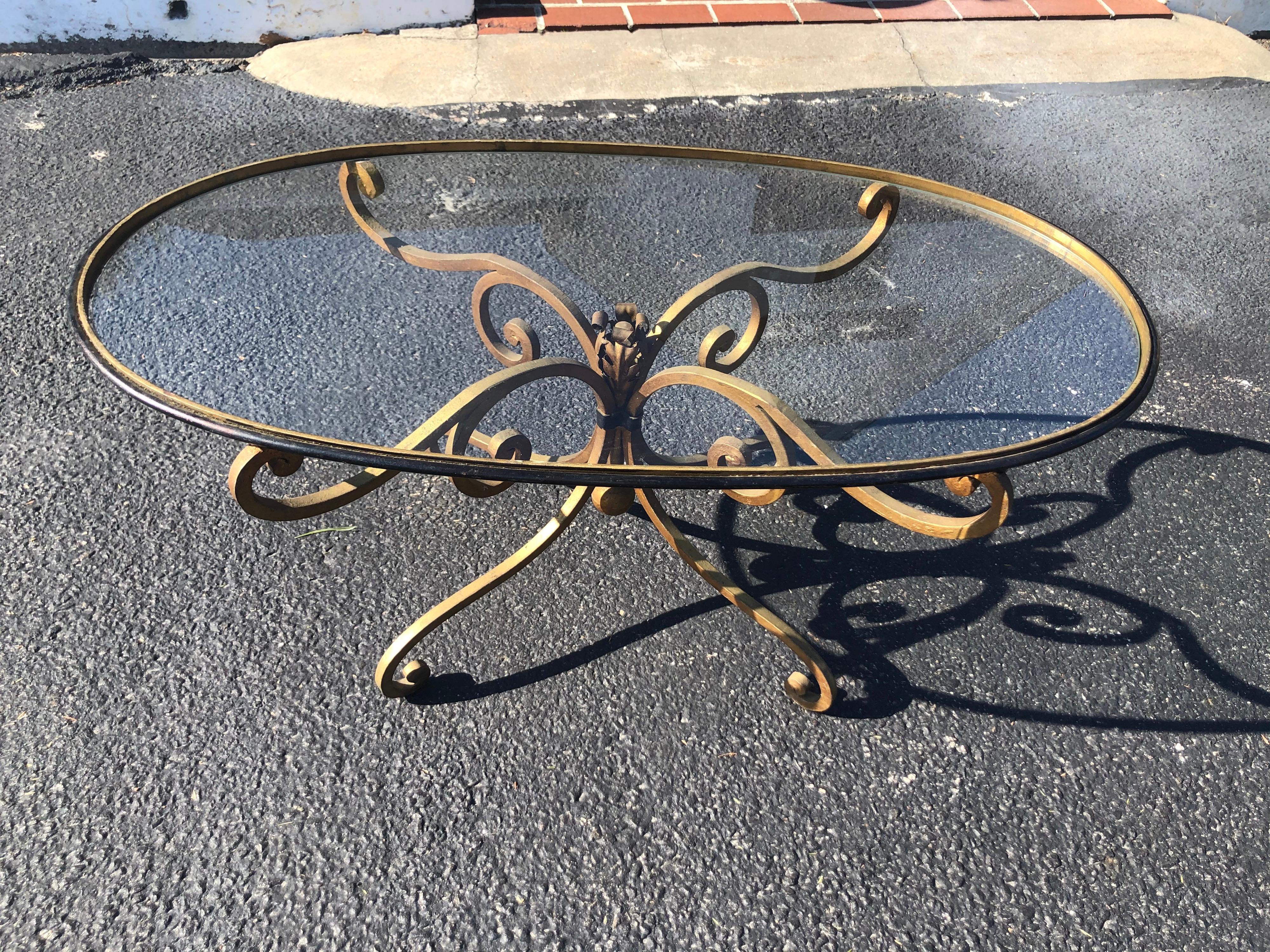 French Style Oval Iron Coffee Table For Sale 1