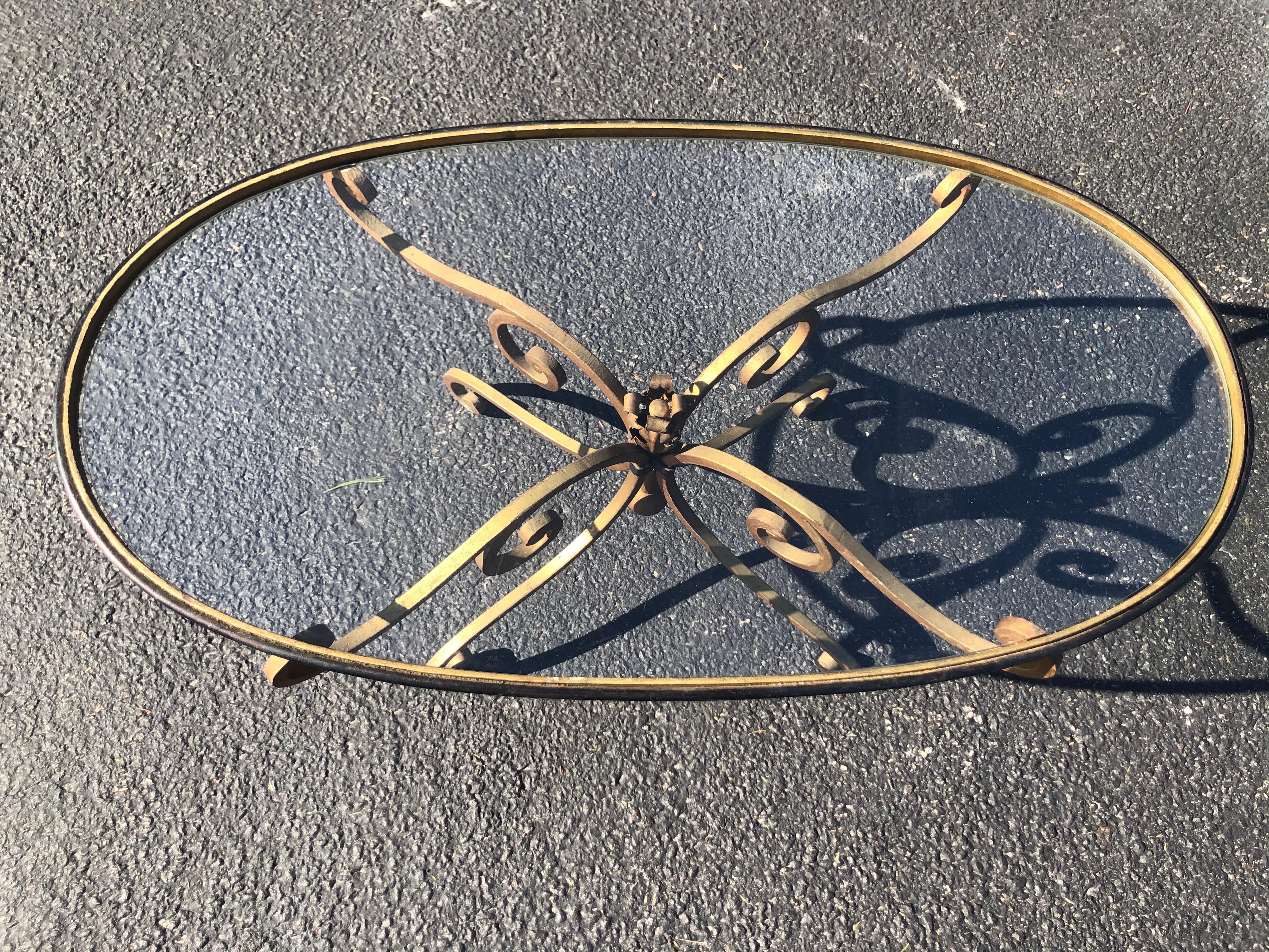 French Style Oval Iron Coffee Table For Sale 2