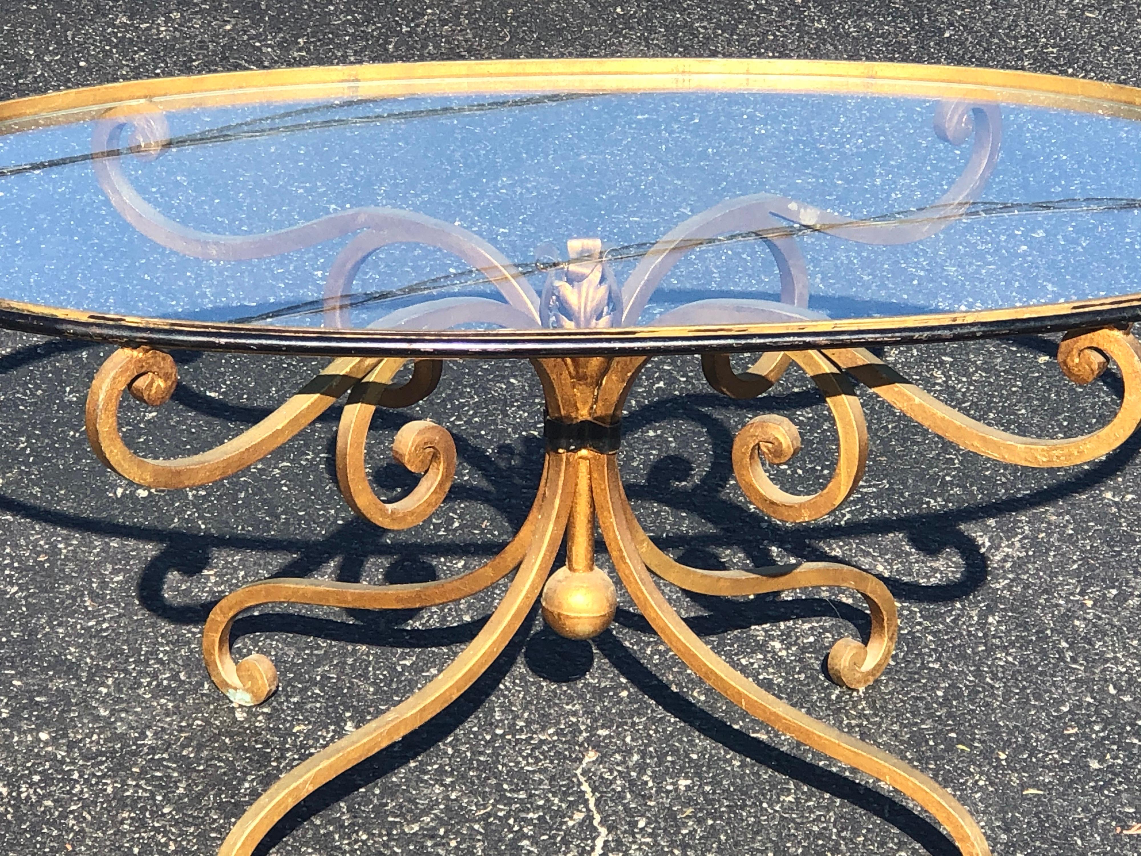 French Style Oval Iron Coffee Table For Sale 4