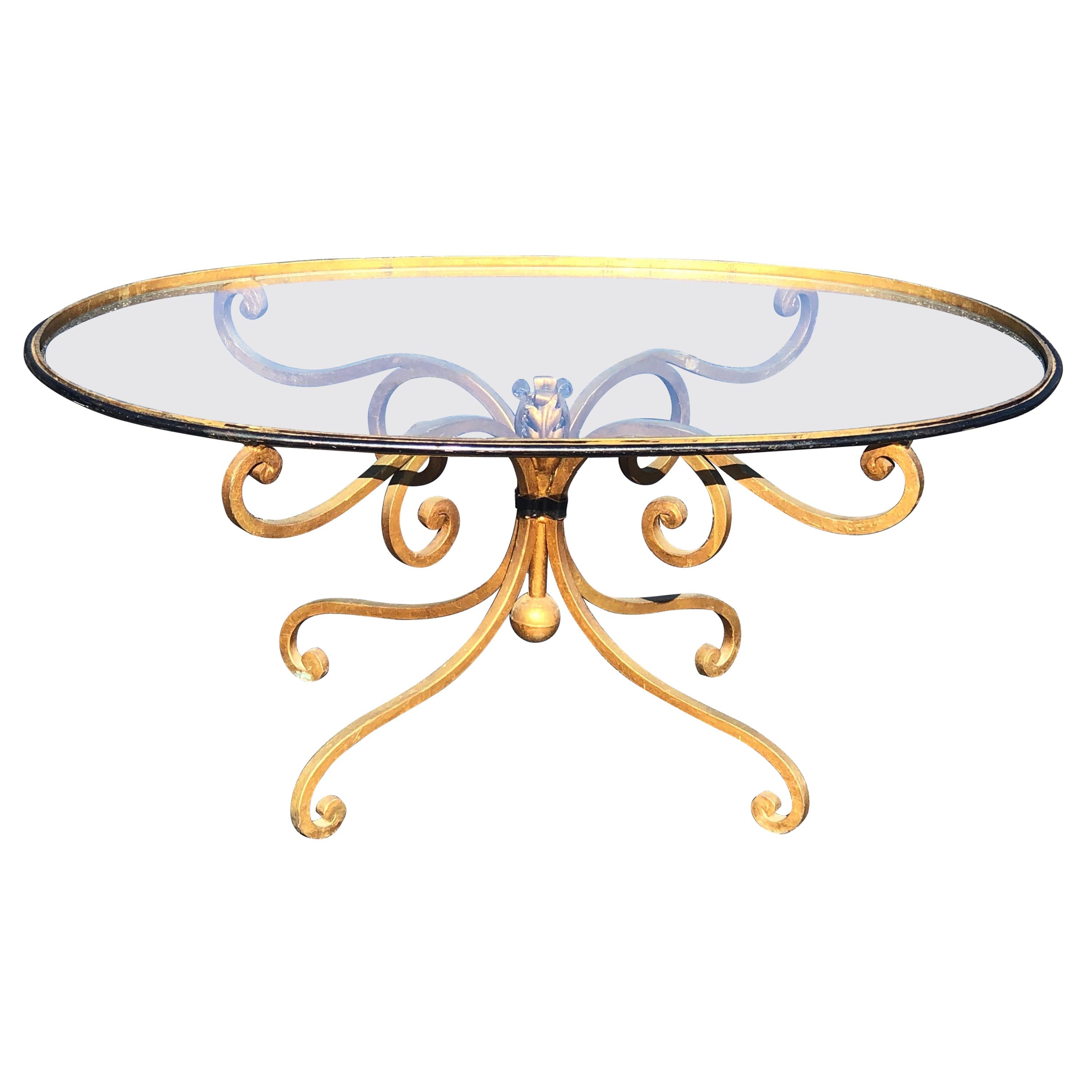 French Style Oval Iron Coffee Table For Sale