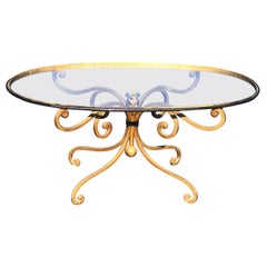 Vintage French Style Oval Iron Coffee Table