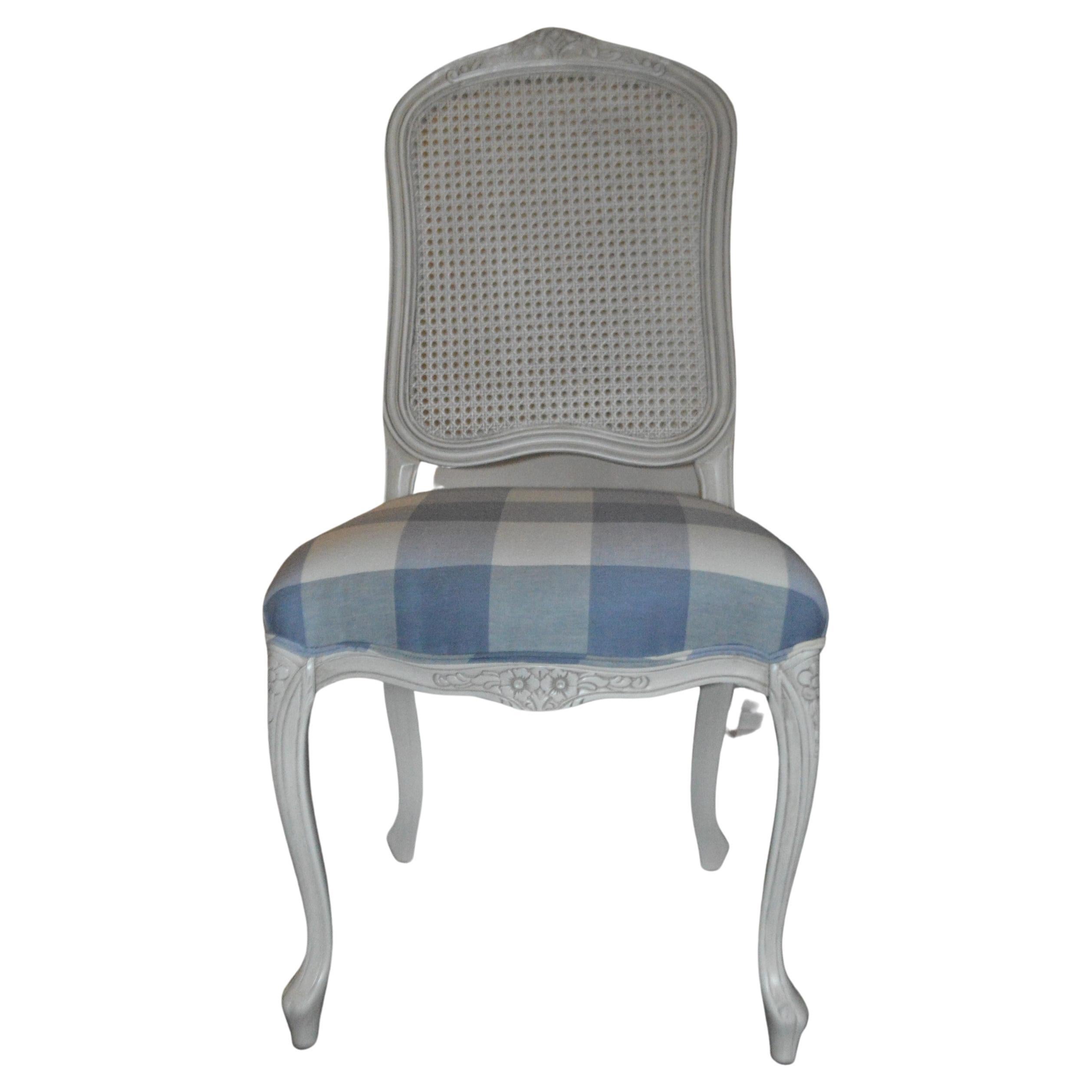 French style painted and caned back dining chair for custom finish For Sale