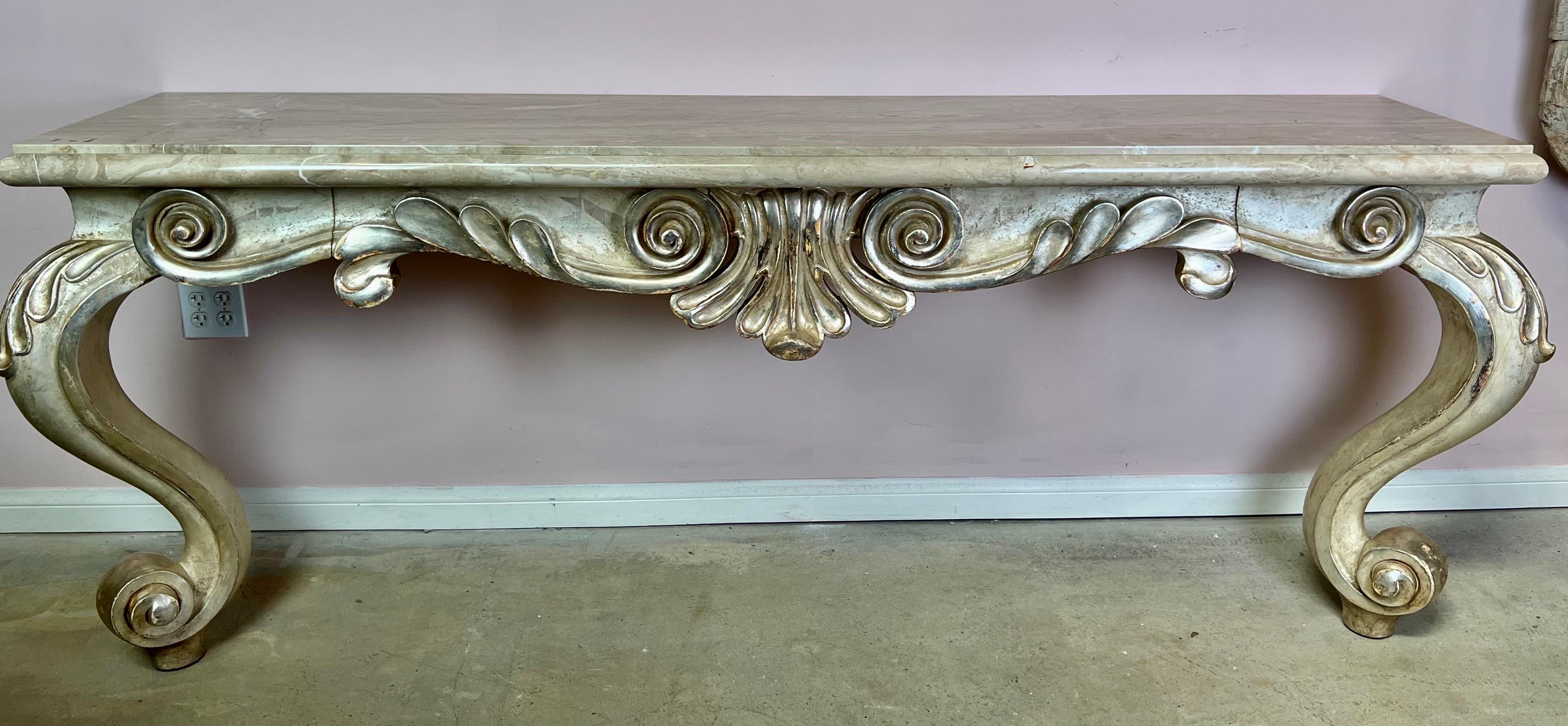 French Style Painted & Parcel Gilt Console For Sale 4