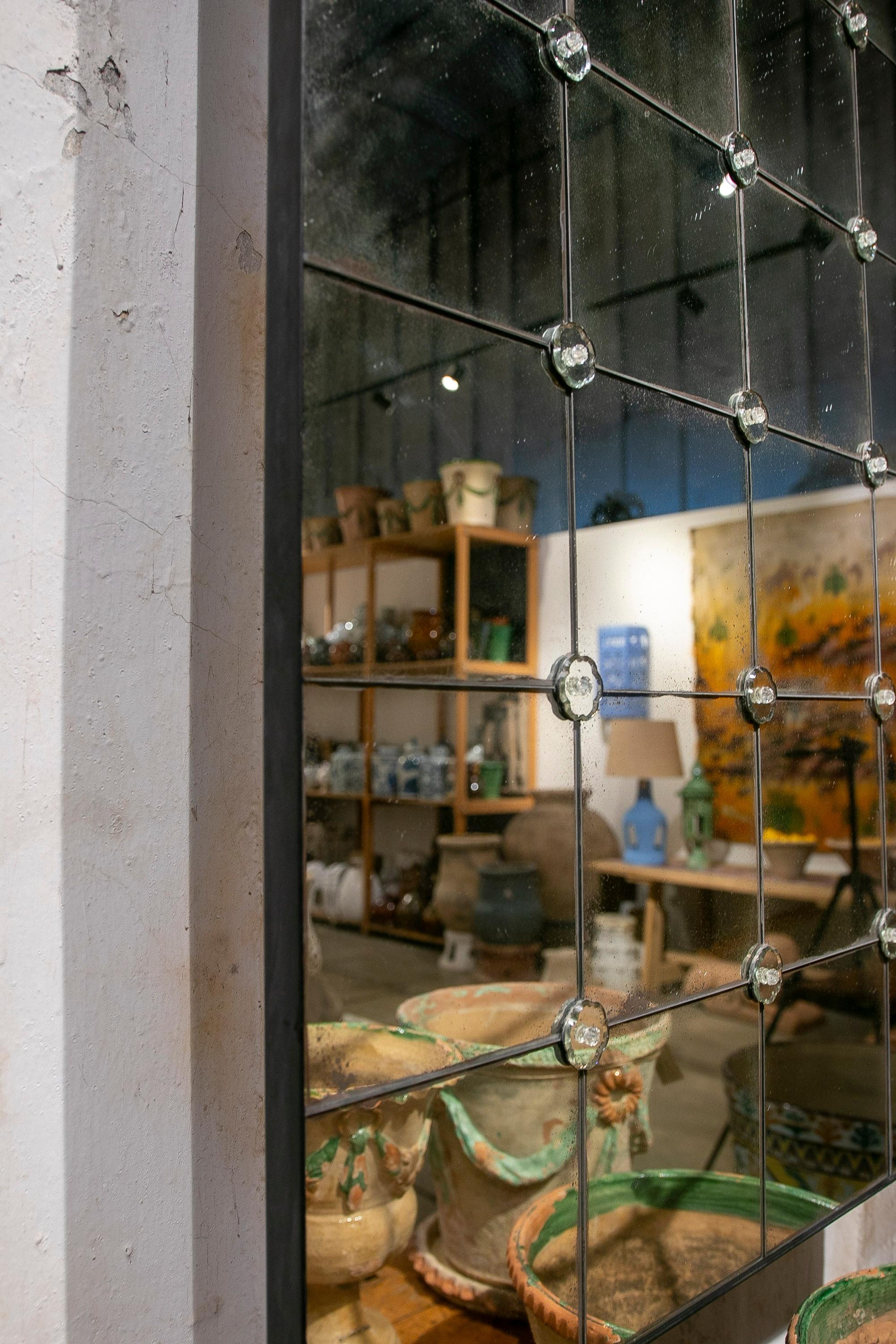 Französisch Stil Paar antike rechteckige Spiegel mit Eisenrahmen im Angebot 7