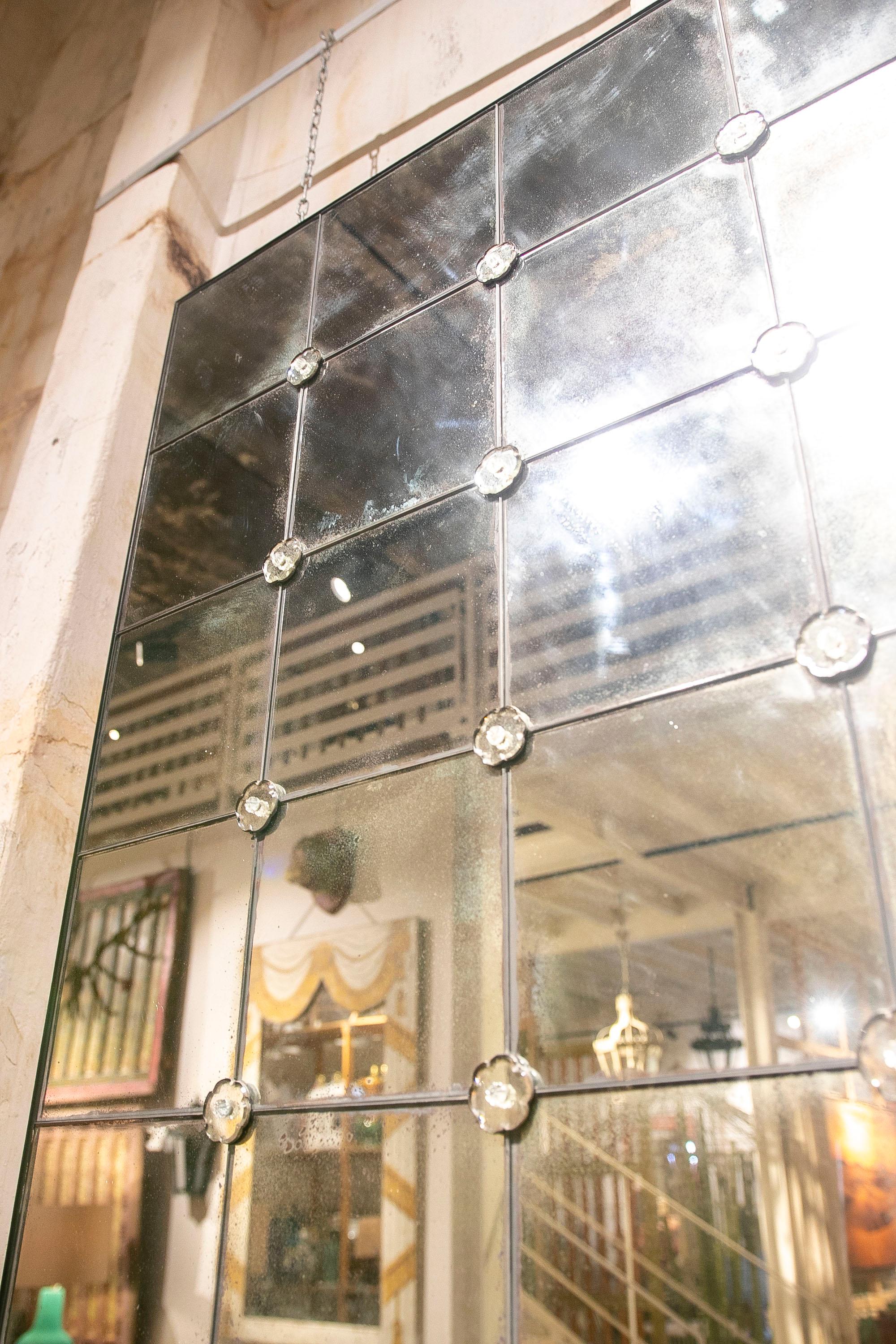 Französisch Stil Paar antike rechteckige Spiegel mit Eisenrahmen im Angebot 8