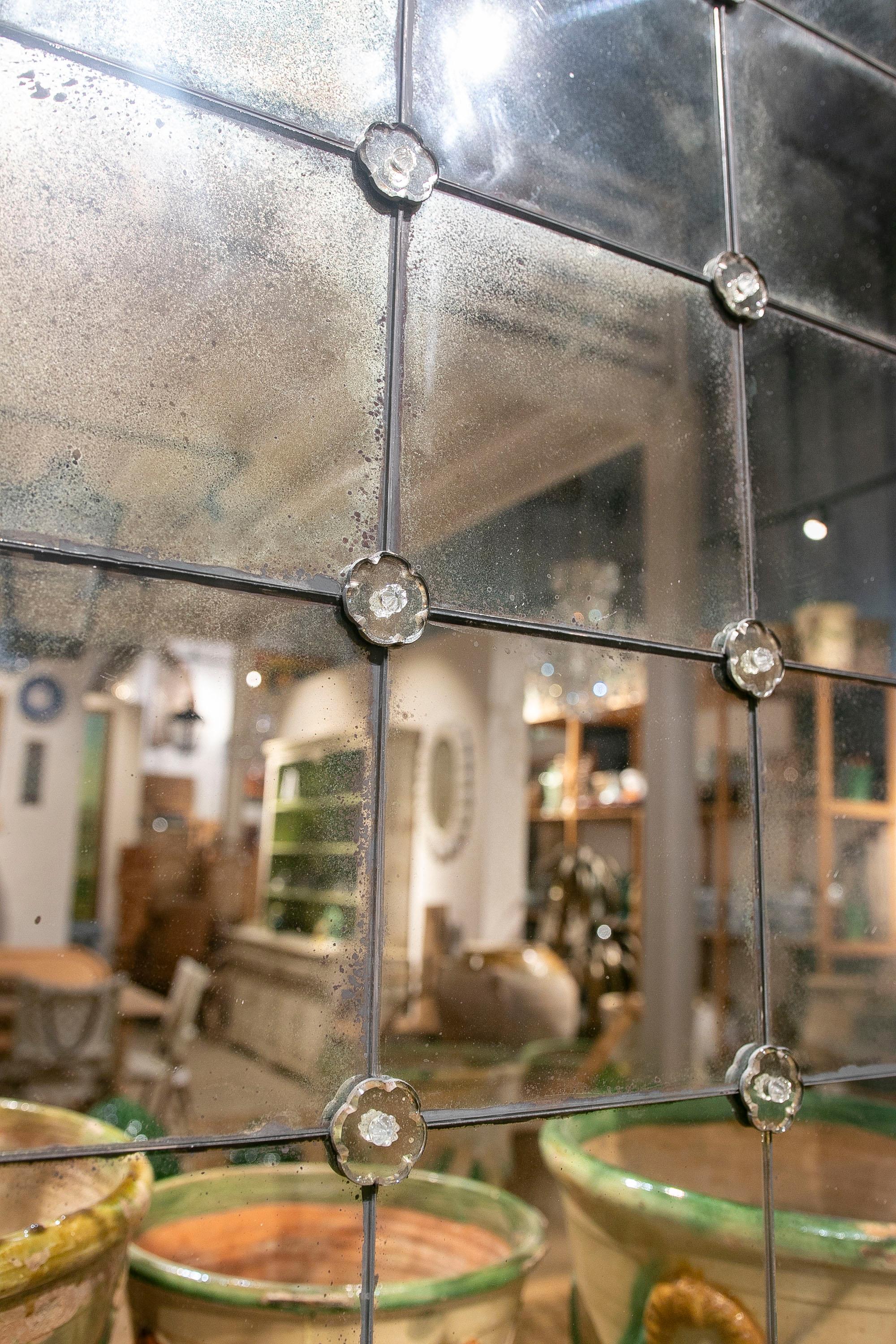 Französisch Stil Paar antike rechteckige Spiegel mit Eisenrahmen im Angebot 10