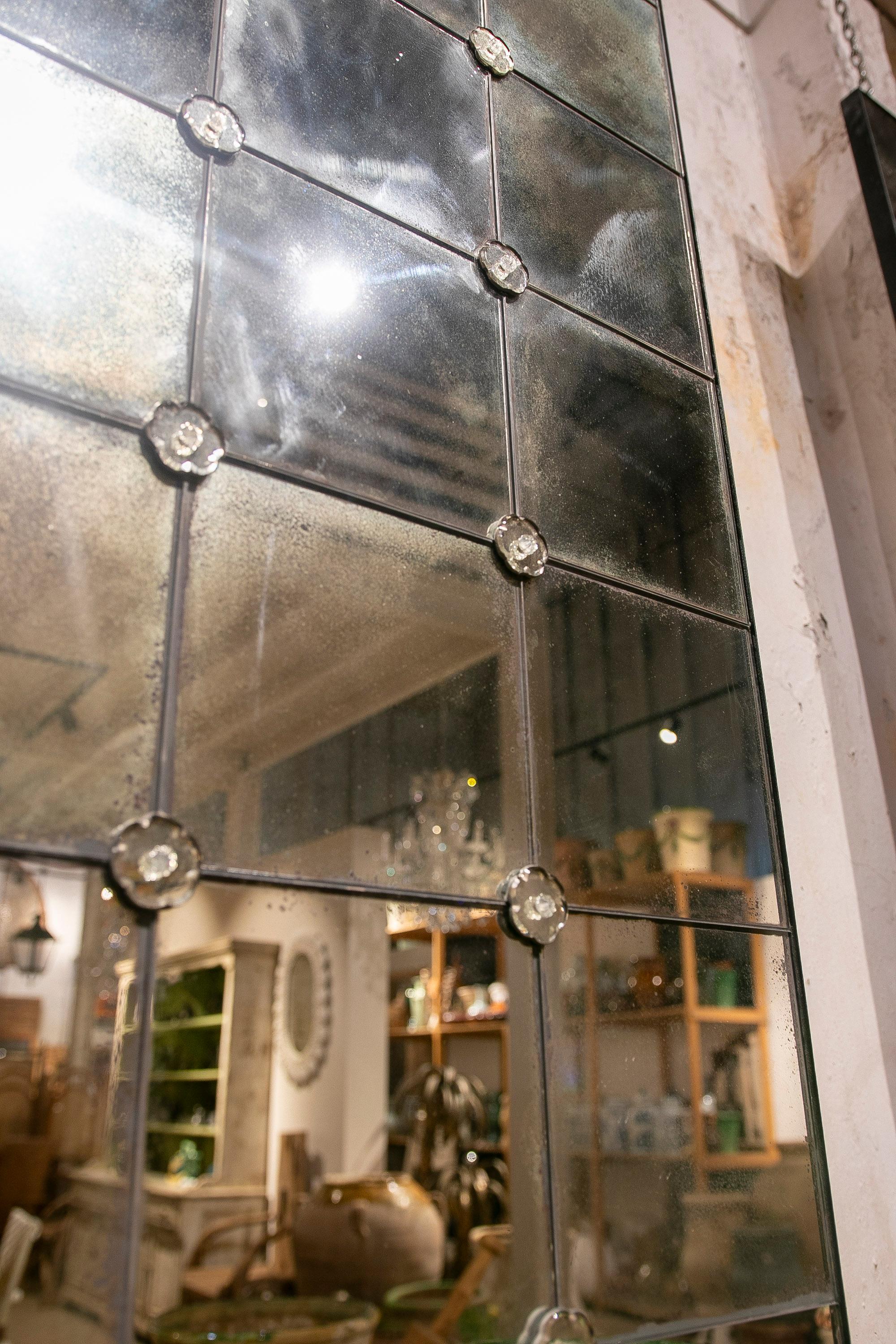 Französisch Stil Paar antike rechteckige Spiegel mit Eisenrahmen im Angebot 11