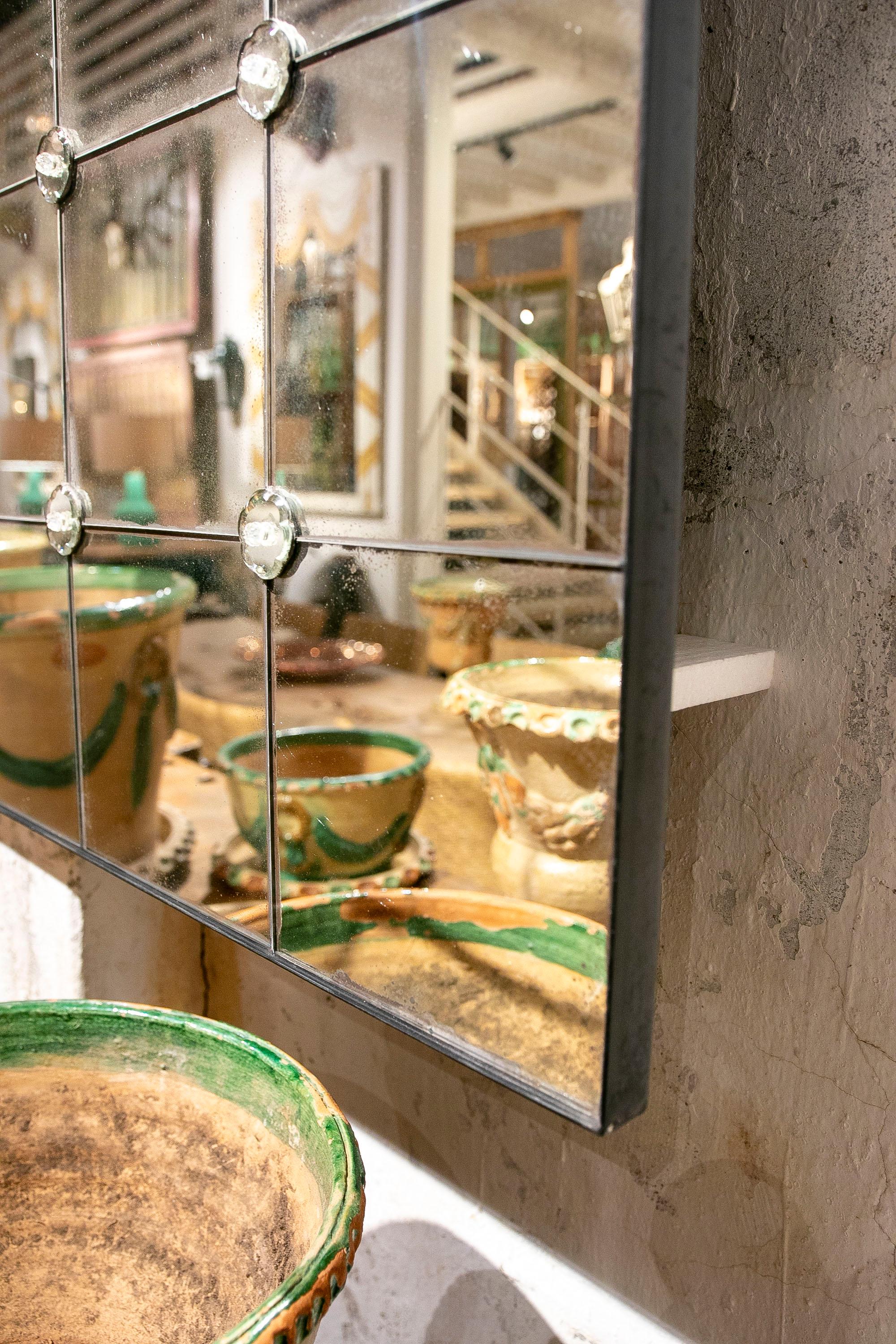 Französisch Stil Paar antike rechteckige Spiegel mit Eisenrahmen im Angebot 12
