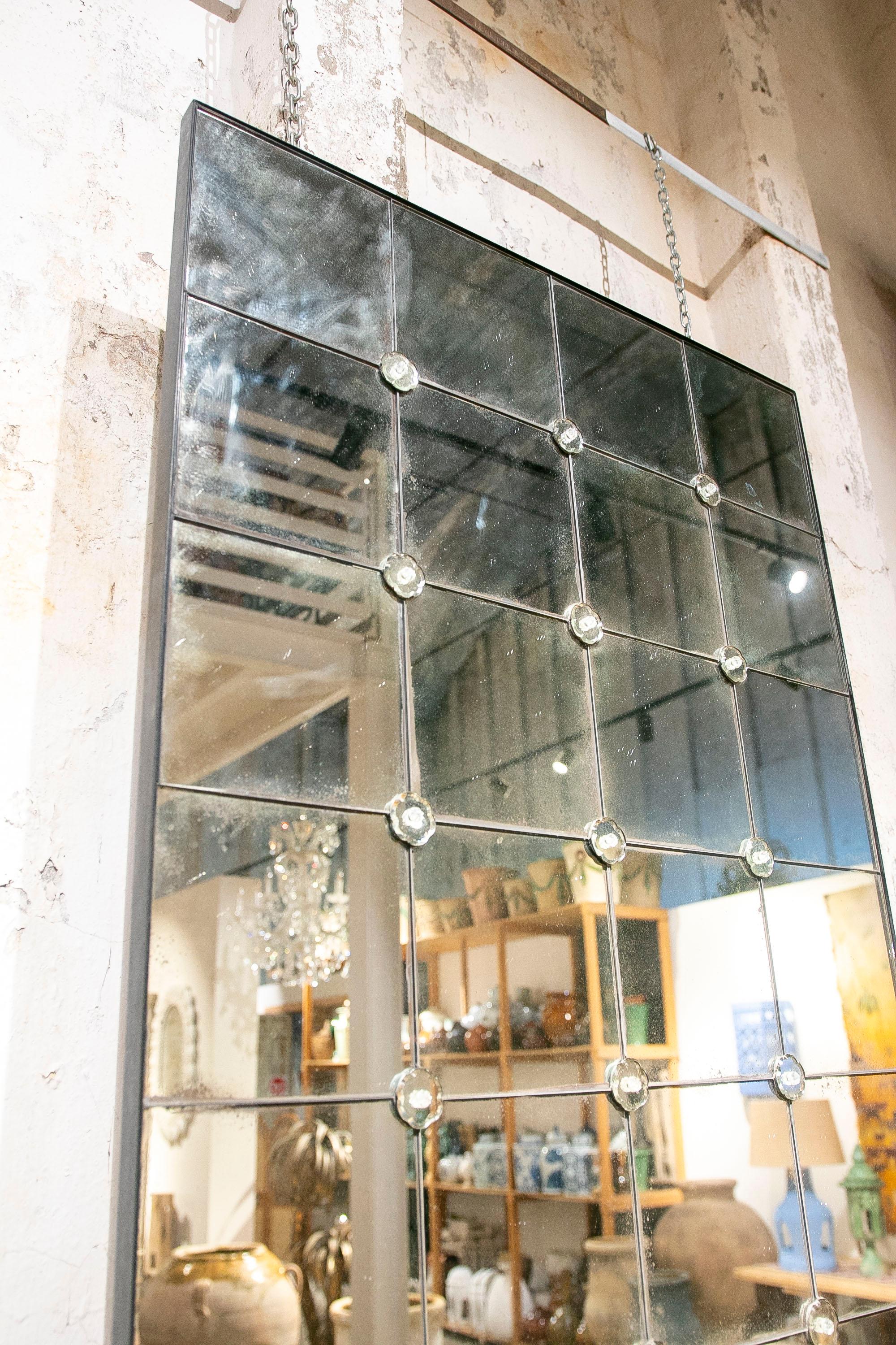 Französisch Stil Paar antike rechteckige Spiegel mit Eisenrahmen im Angebot 3