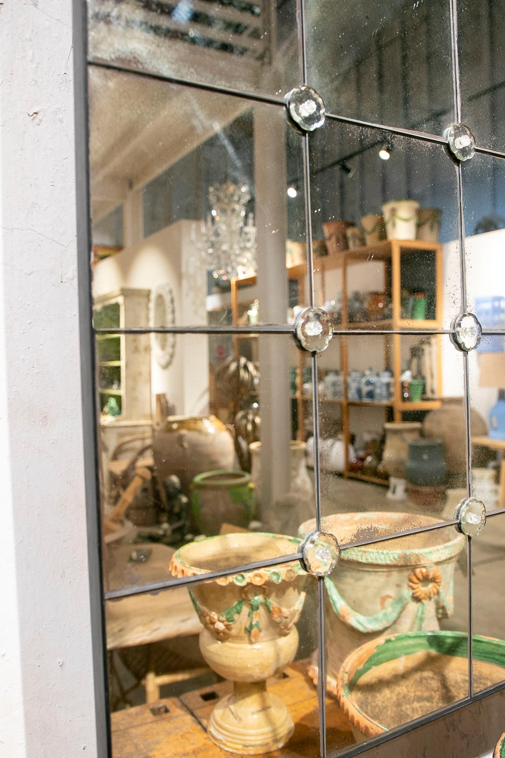 Französisch Stil Paar antike rechteckige Spiegel mit Eisenrahmen im Angebot 4