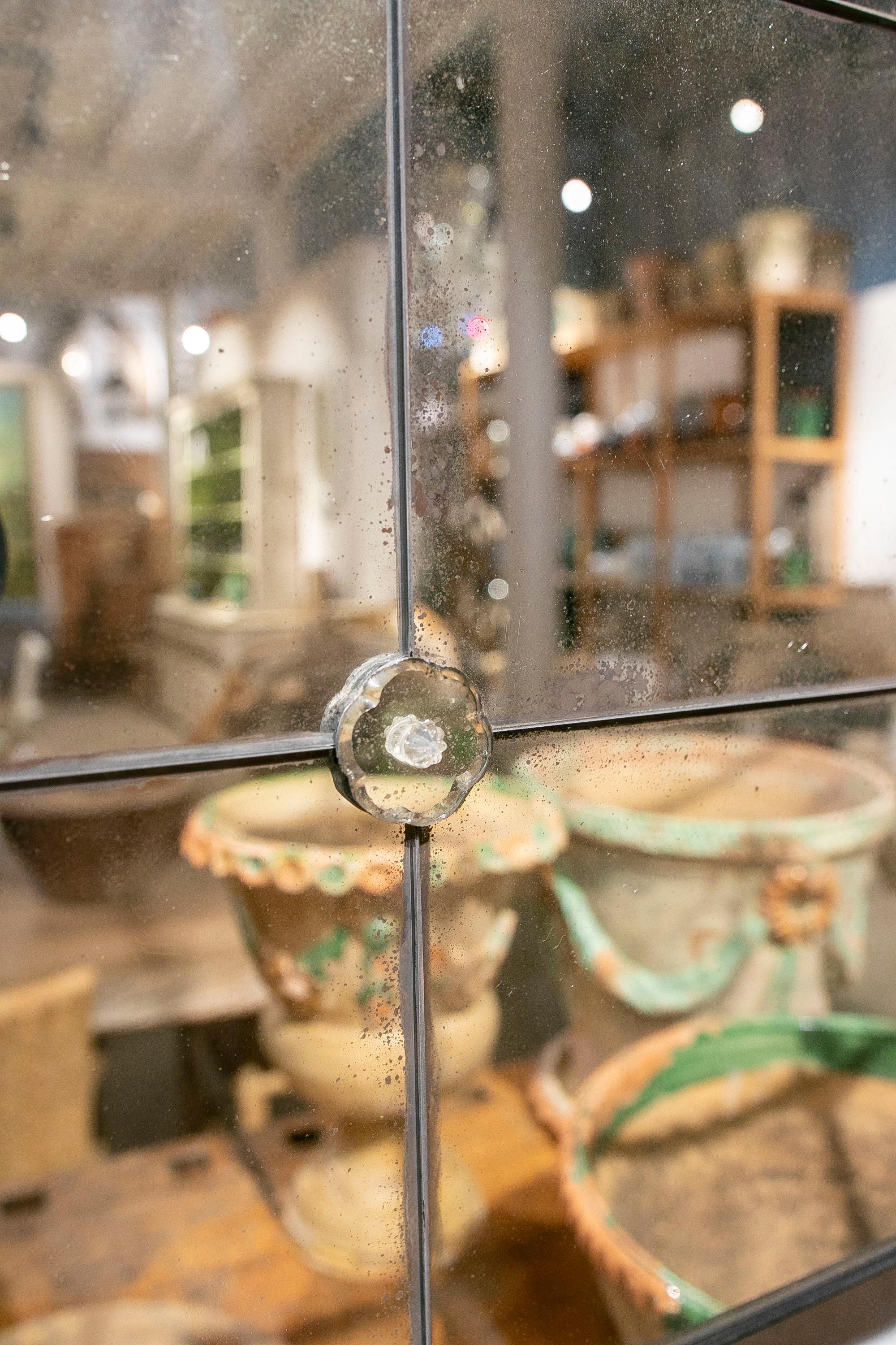 Französisch Stil Paar antike rechteckige Spiegel mit Eisenrahmen im Angebot 5