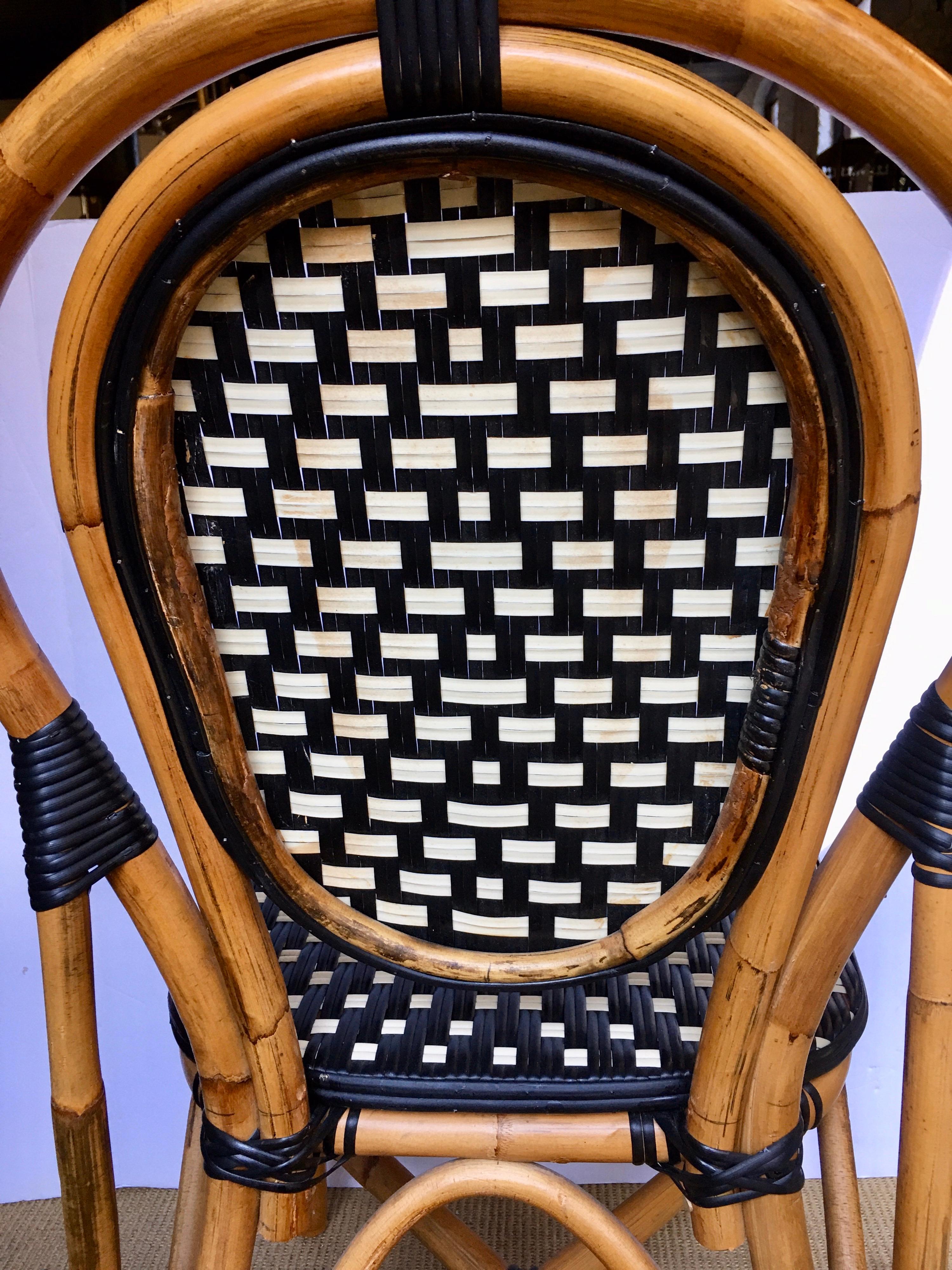 Nylon French Style Parisian Cafe Bistro Rattan Dining Chair