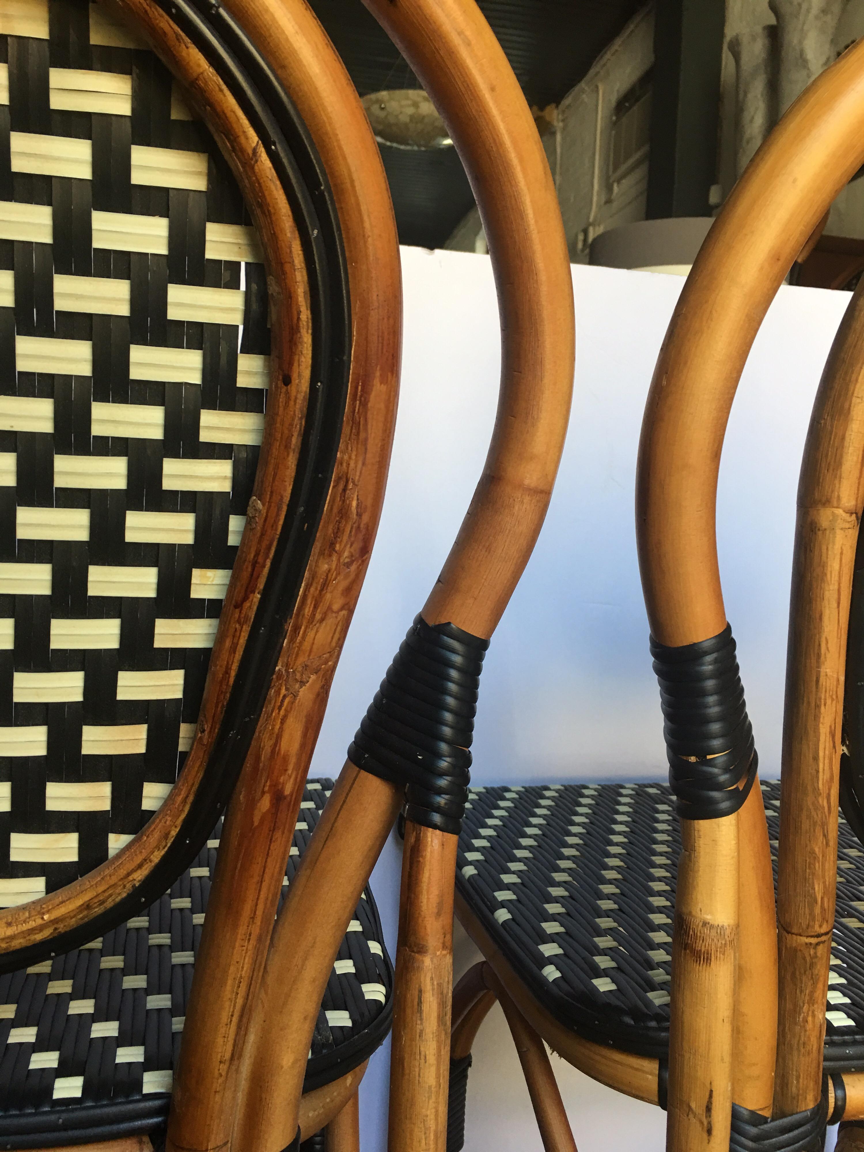 French Style Parisian Cafe Bistro Rattan Dining Chairs 4