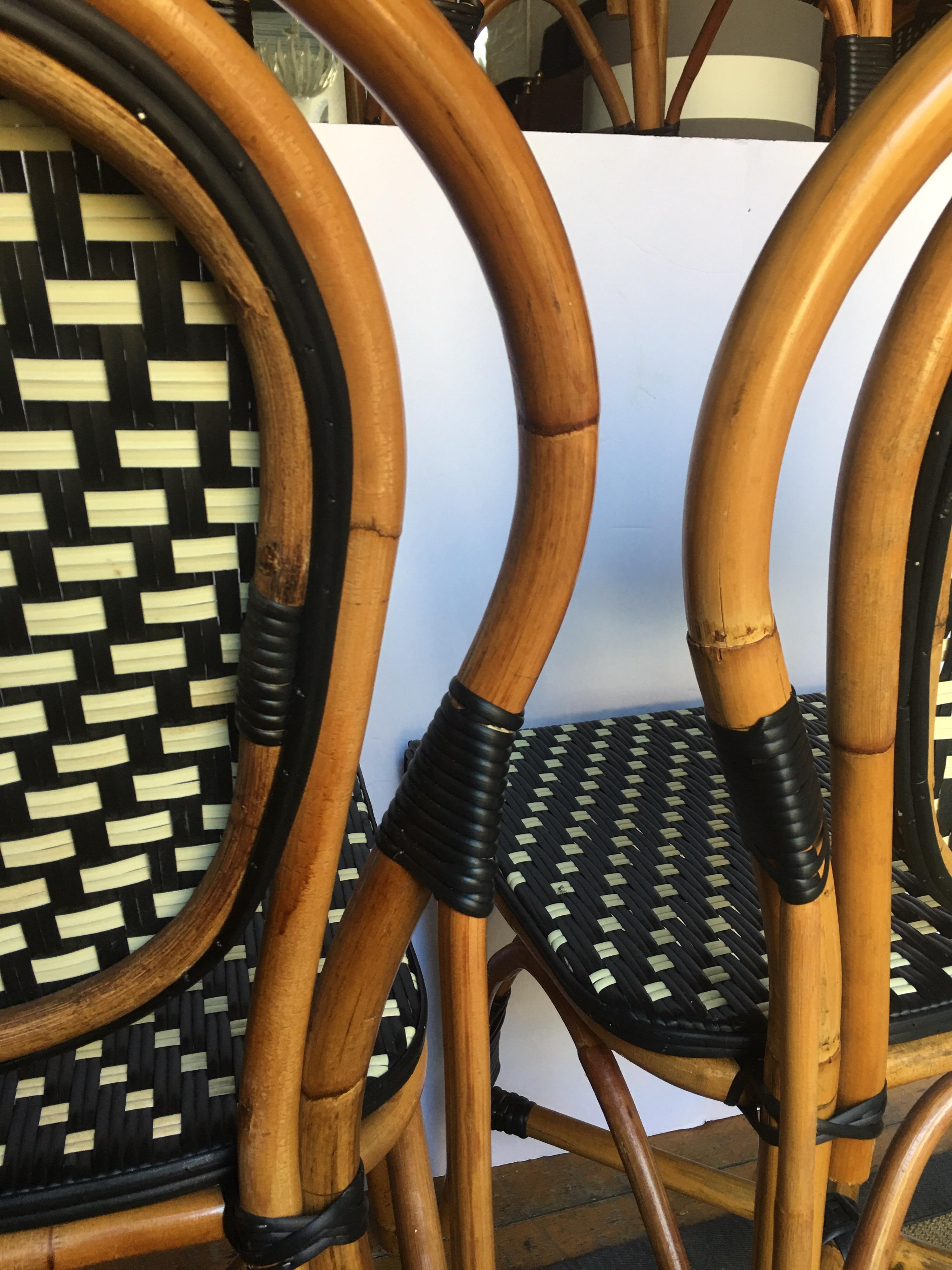 French Style Parisian Cafe Bistro Rattan Dining Chairs 6