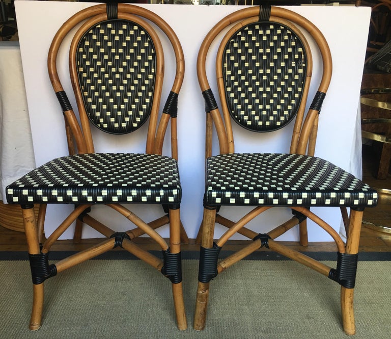 French Style Parisian Cafe Bistro Rattan Dining Chairs For Sale at 1stDibs