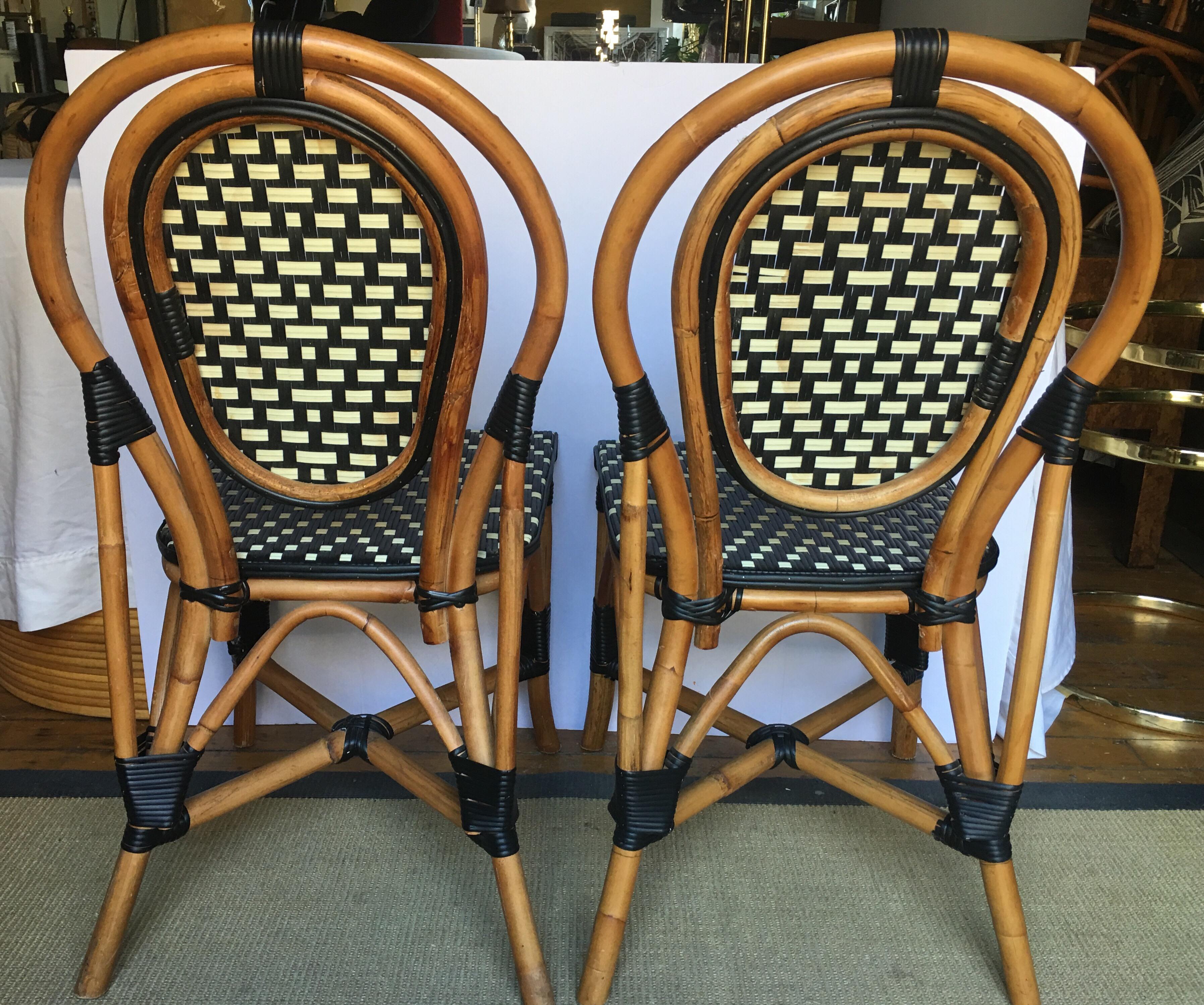 Contemporary French Style Parisian Cafe Bistro Rattan Dining Chairs